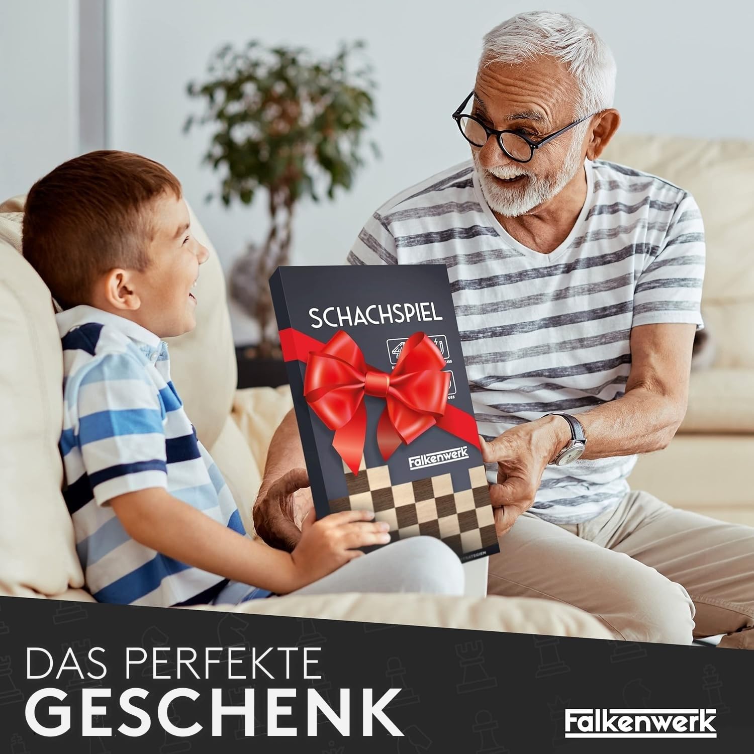 FALKENWERK Magnetisches Schachspiel Holz [38x38 cm] - Handgefertigtes Schachbrett aus Echtholz - Hochwertiges Schach Brett inkl. Anleitung & Tipps - Klappbares Chess Board mit Tragegriff