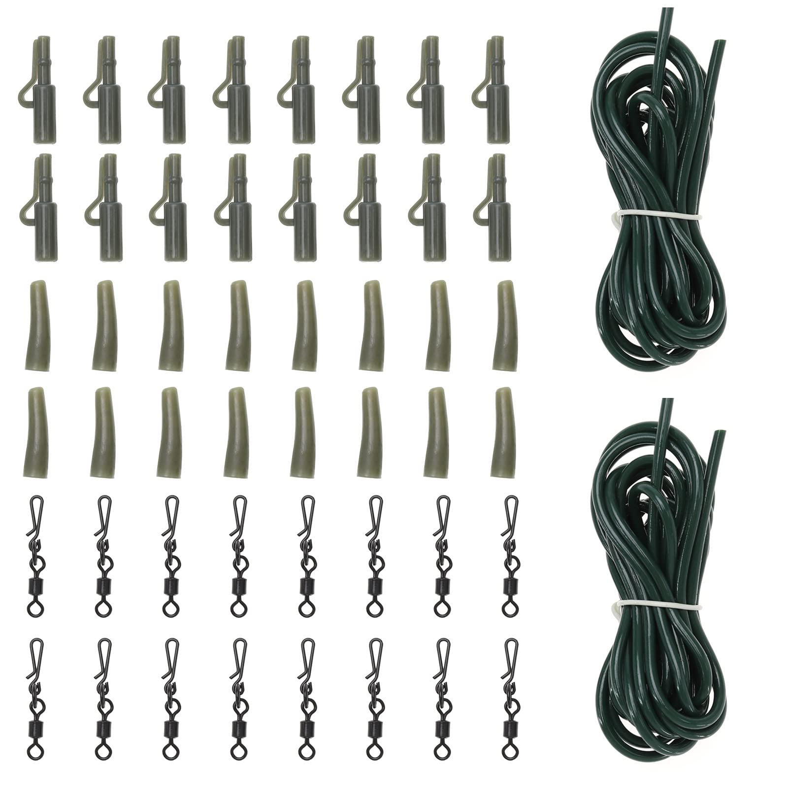SING F LTD 58PCS Carp Fishing Tackle Kit Weight Lead Saftey Clips Quick Link Swivels Rig Tube Hair Rigs Fishing Replacement Accessories