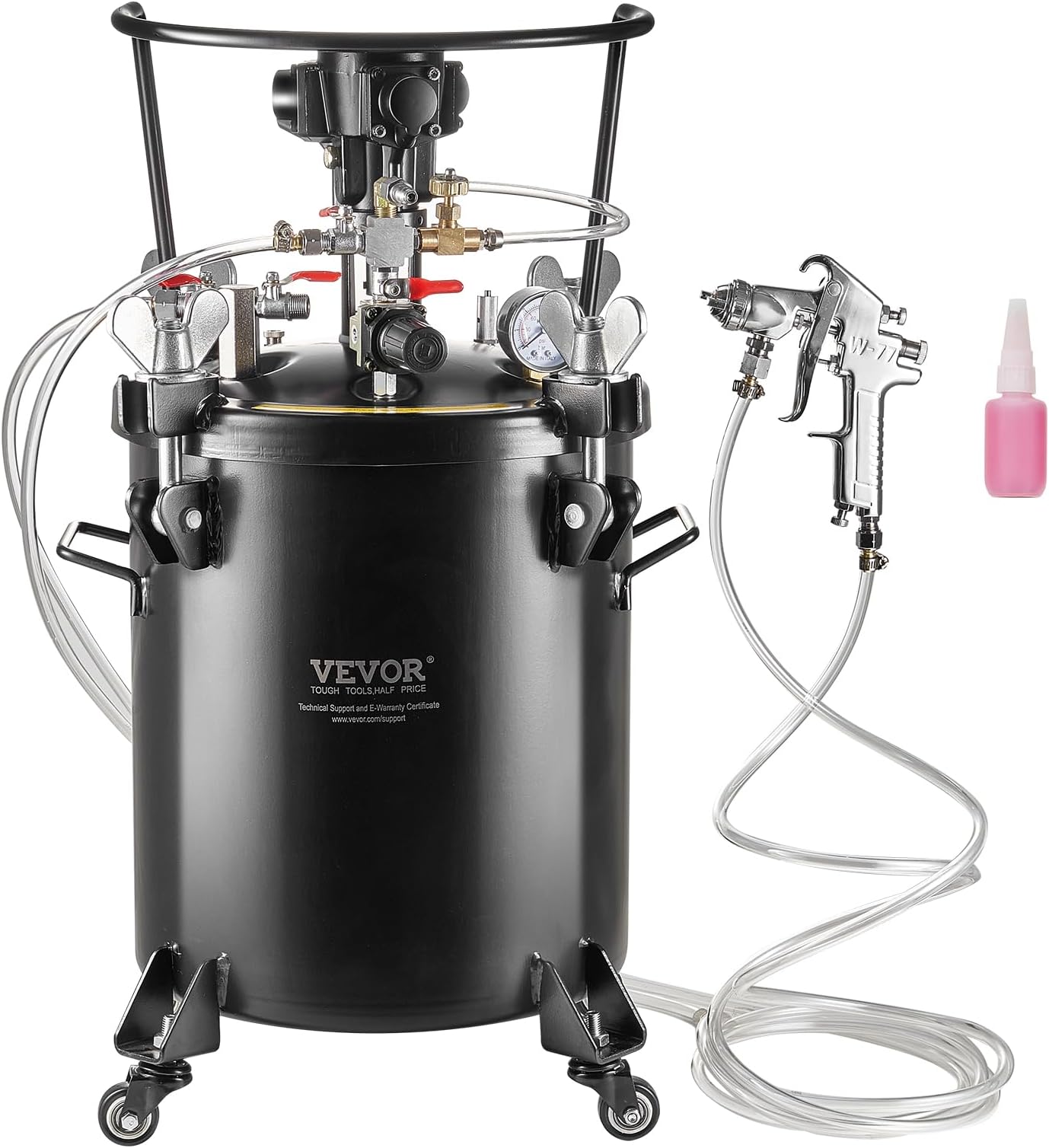 Spray Paint Pressure Pot, 30 L/7.5 gal Fully Automatic Stirring Pressure Pot Tank, 70 psi Adjustale Pressure, Pressure Pot Paint Tank with Spray Gun and Hoses, for Home Decor Industry Painting