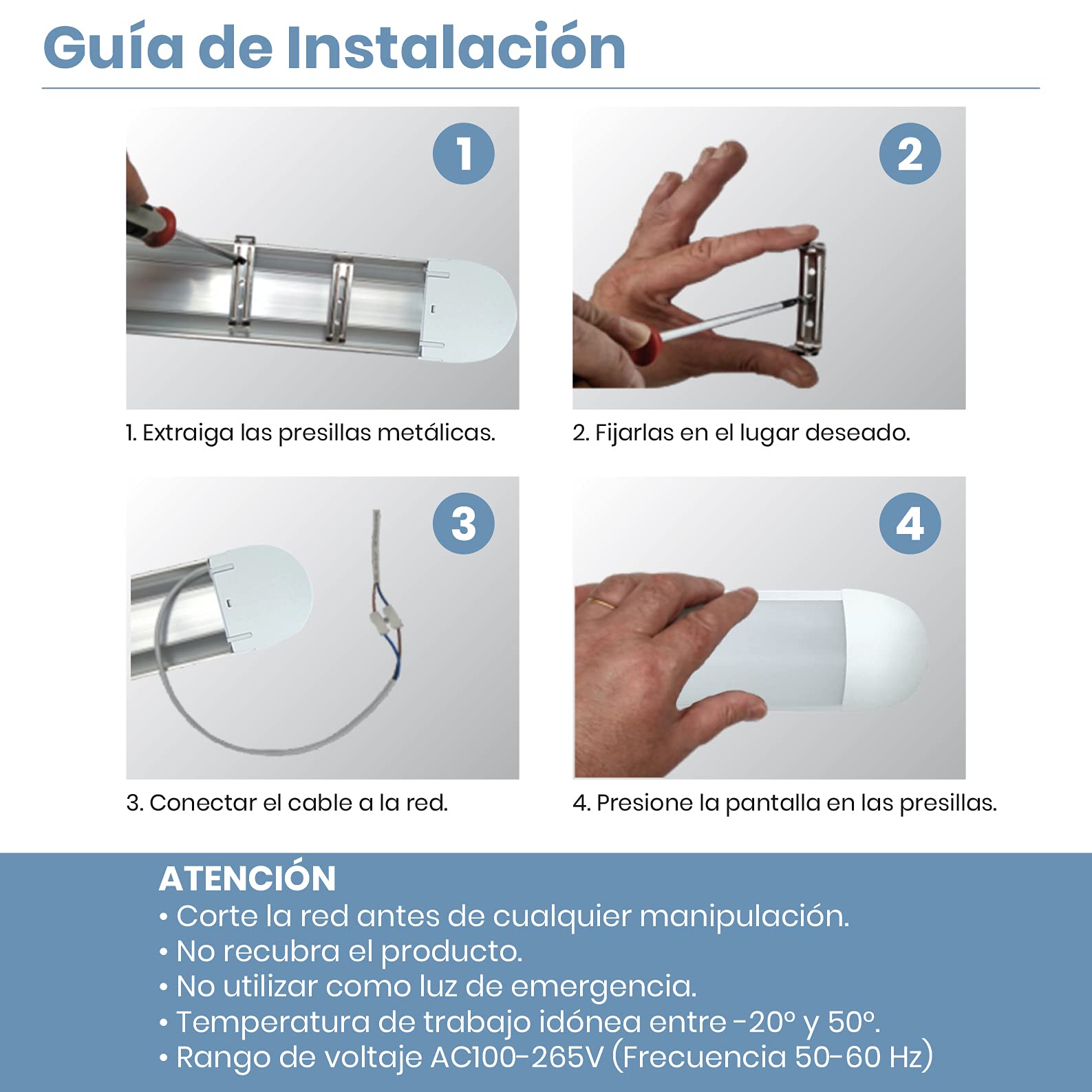 LED ATOMANT 5x Pantalla Luminaria LED 60cm 36W Color Luz Fria 3600lm | Color Blanco Frio 6500K