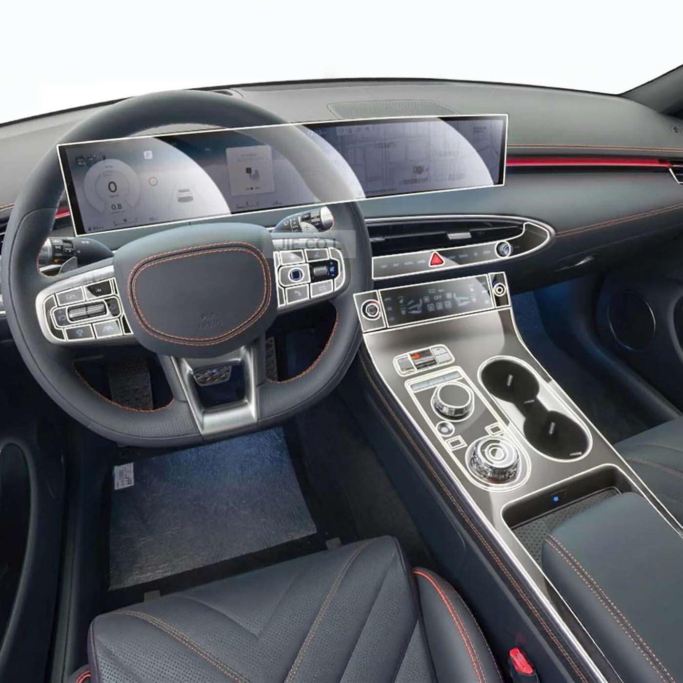 Car Interior Transparent TPU Film Center, for Genesis GV70 2025 Anti-Scratch Console Dashboard Navigation Protector Sticker