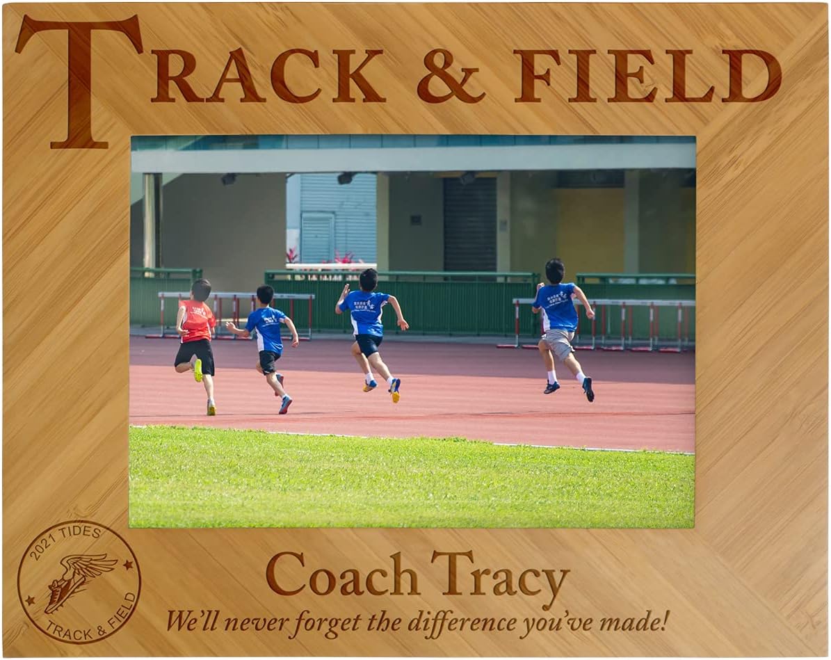 Coach Sports Themed Picture Frames - Include your Personal Text and 5 x 7" Photo (Track and Field)