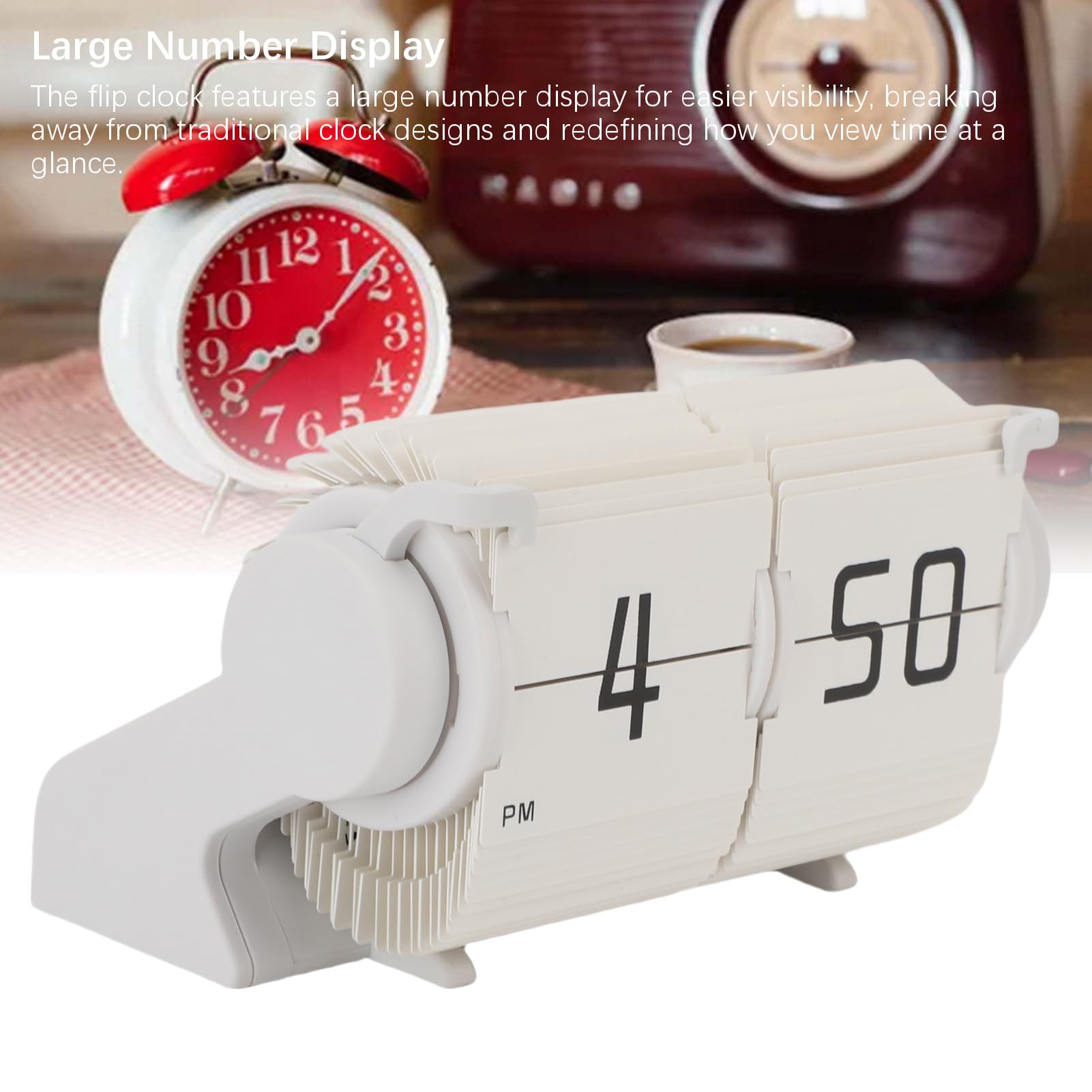 Retro Flip Desk Clock, Auto Flip Digital Calendar Clock with