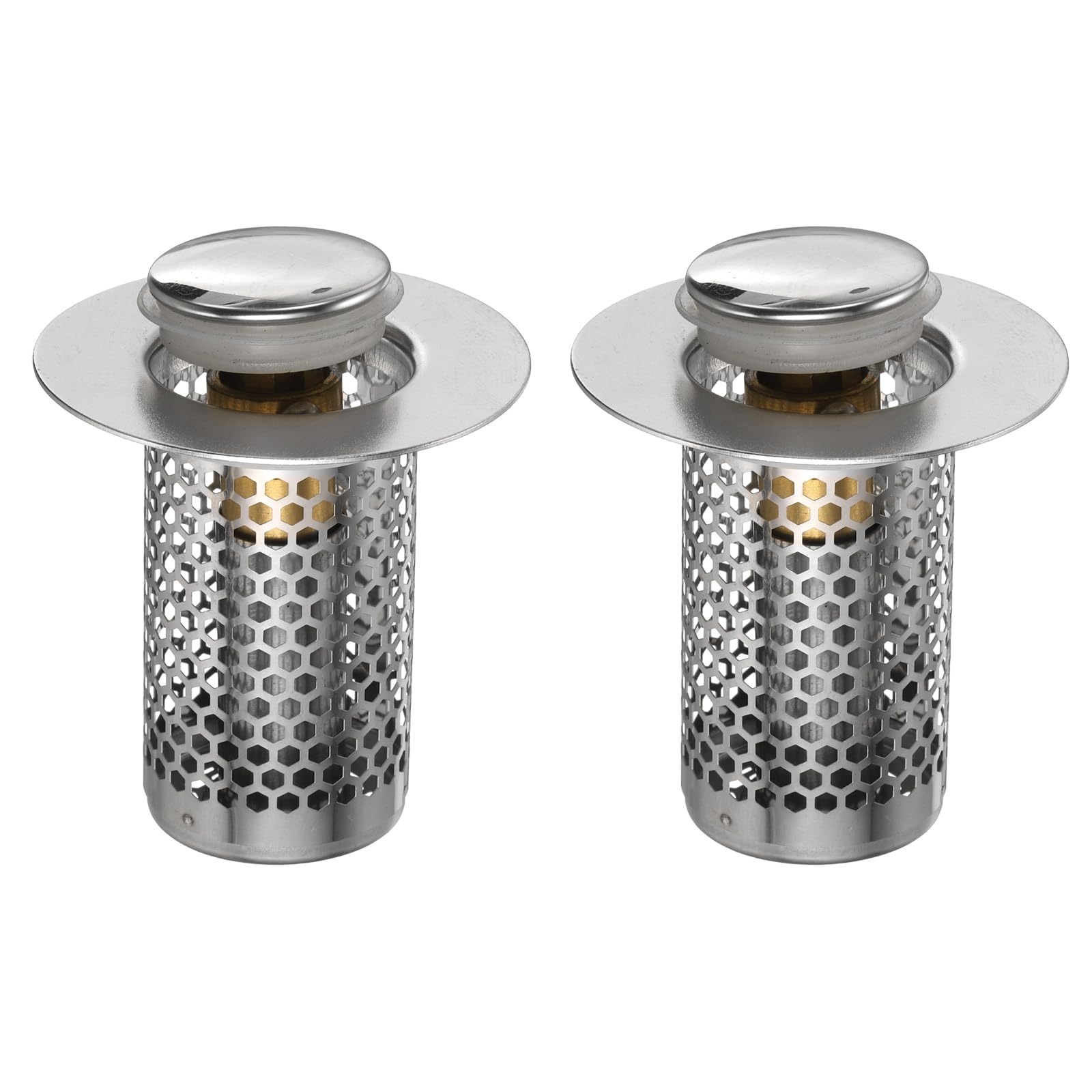 Bouchon d'évier de salle de bain en acier inoxydable lot de 2 pour trou 28-36mm argenté