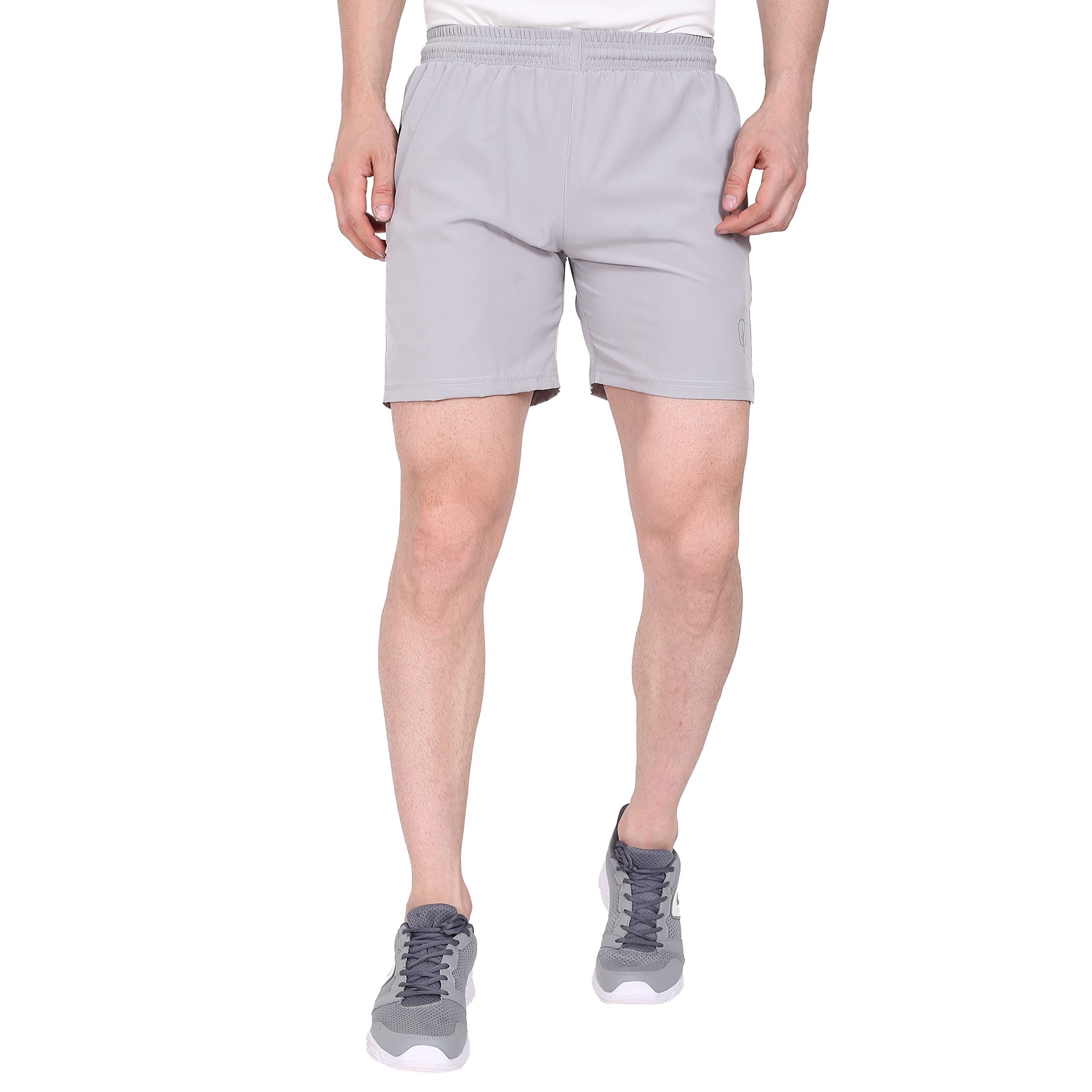 BLUEFICUSMen’s Regular Fit Stretchable Polyester Sport Shorts with Side Zipper Pocket Quick Dry Technology Running and Gym Shorts for Men
