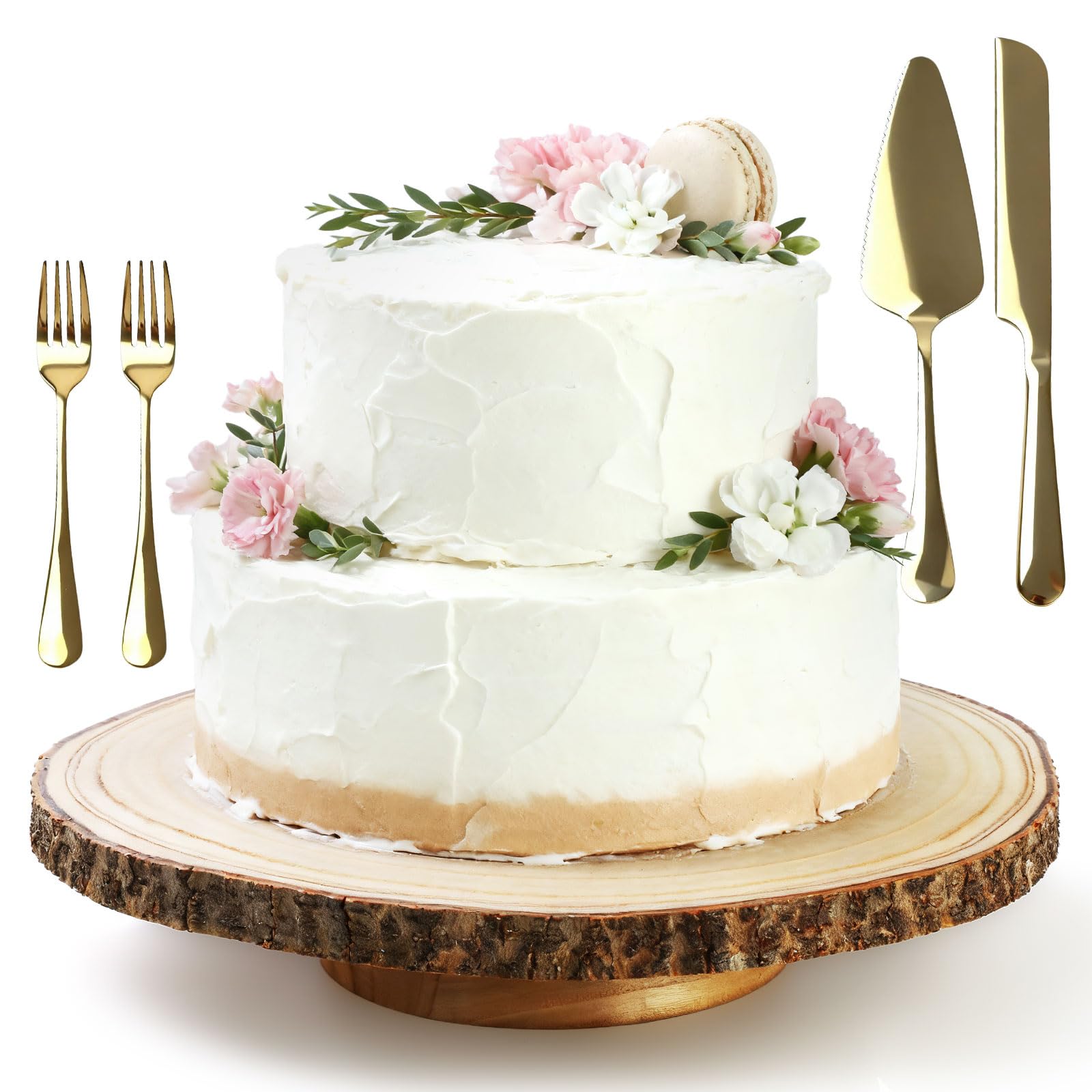 Présentoir à gâteau rotatif haut de gamme en bois de 30,5 cm