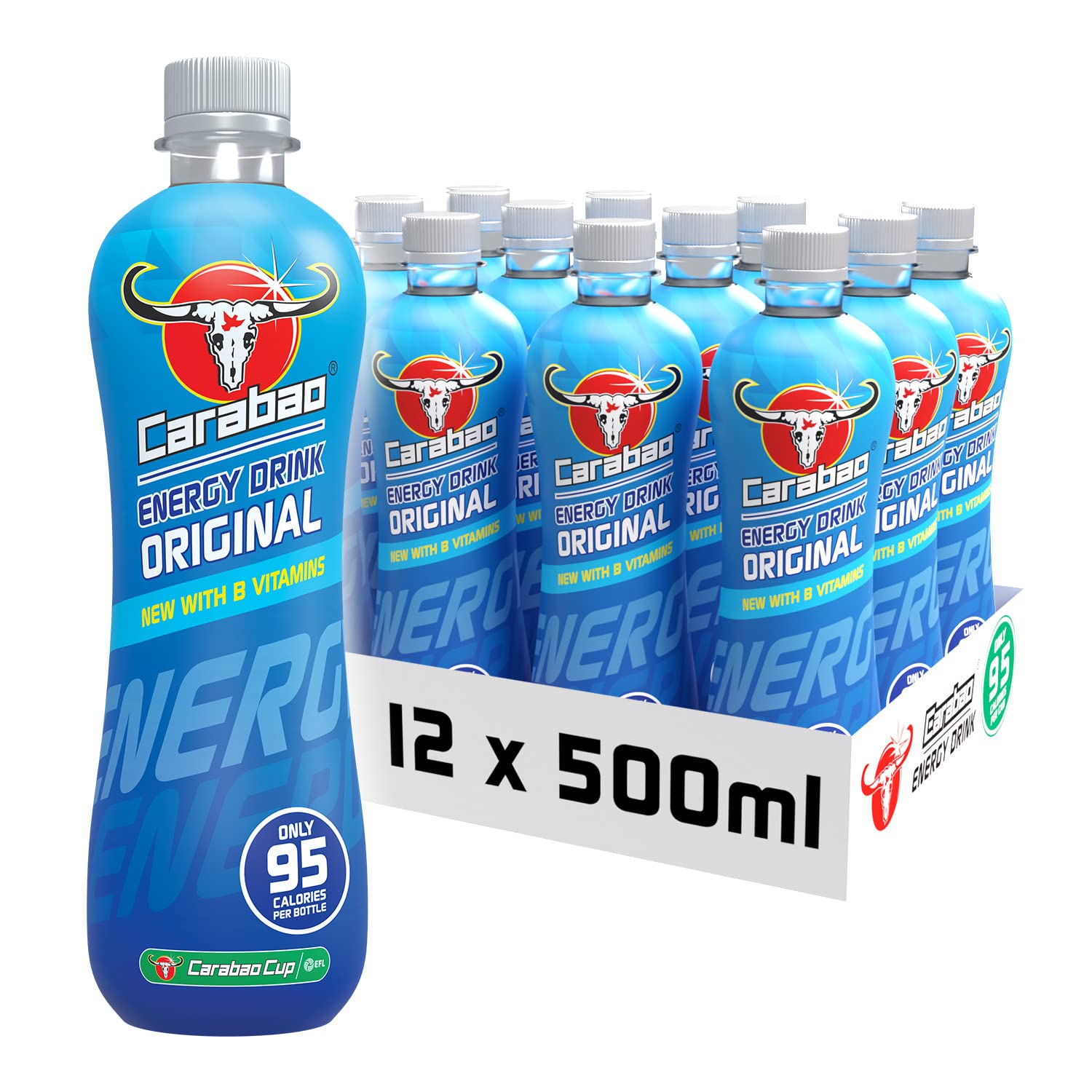 Buy Carabao Energy Drink Original, 12 x 500ml Bottles Case, Low Calorie
