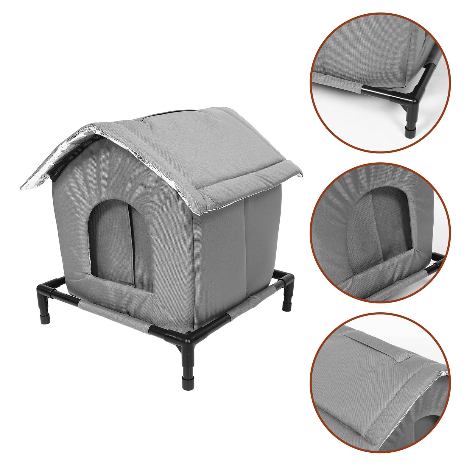 Abaodam Niche à Chat Extérieure Étanche Et Isolée en Tissu Imperméable, Petite Taille Grise, Abri Fermé Protecteur pour Chats Errants, Refuge Hivernal pour Espaces Extérieurs Et Jardins