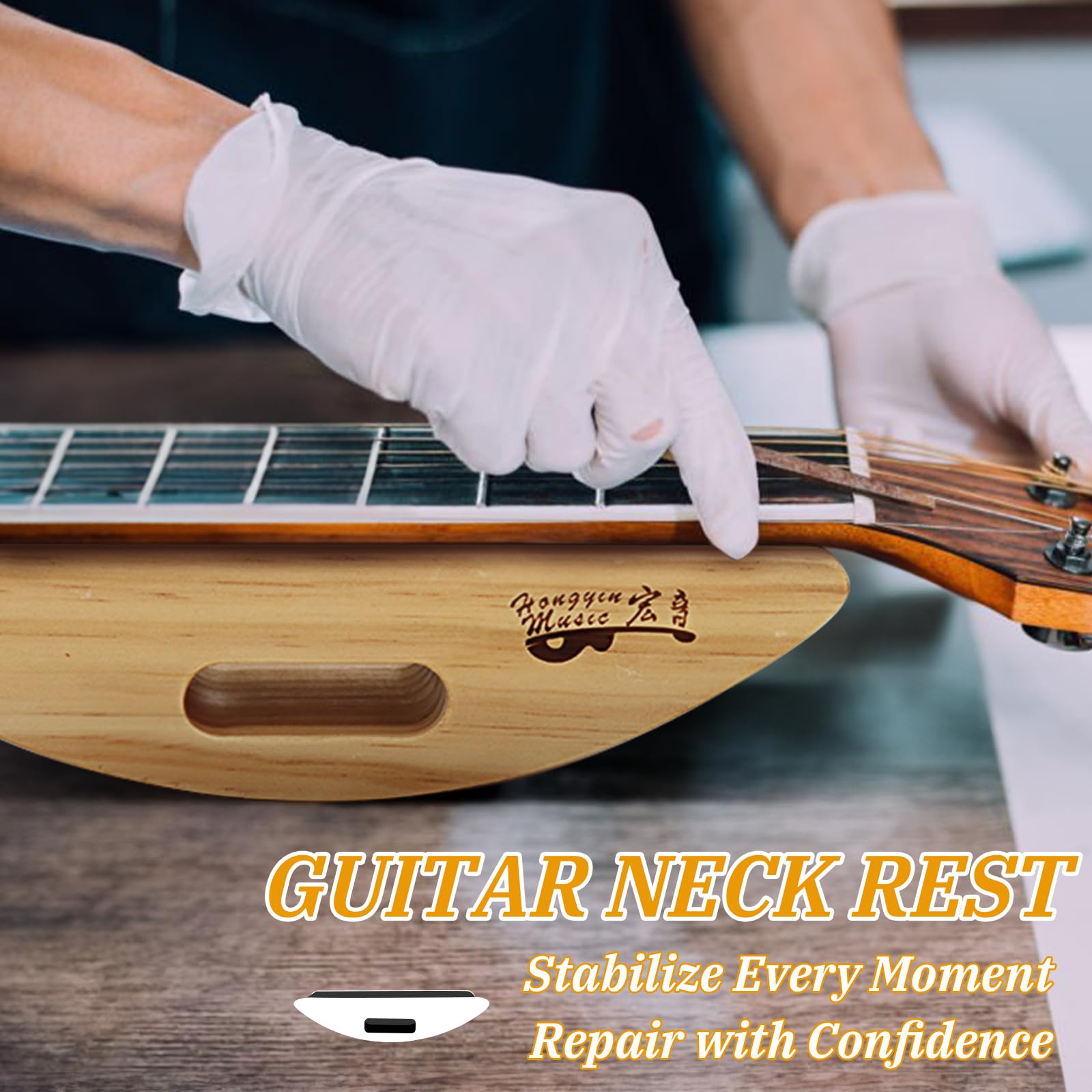 Podpórka pod szyję do gitary, poduszka podtrzymująca szyję, instrument strunowy, narzędzie lutnicze, poduszka podtrzymująca gitarę, do zmiany strun, drewniana podstawka pod szyję, do gitary