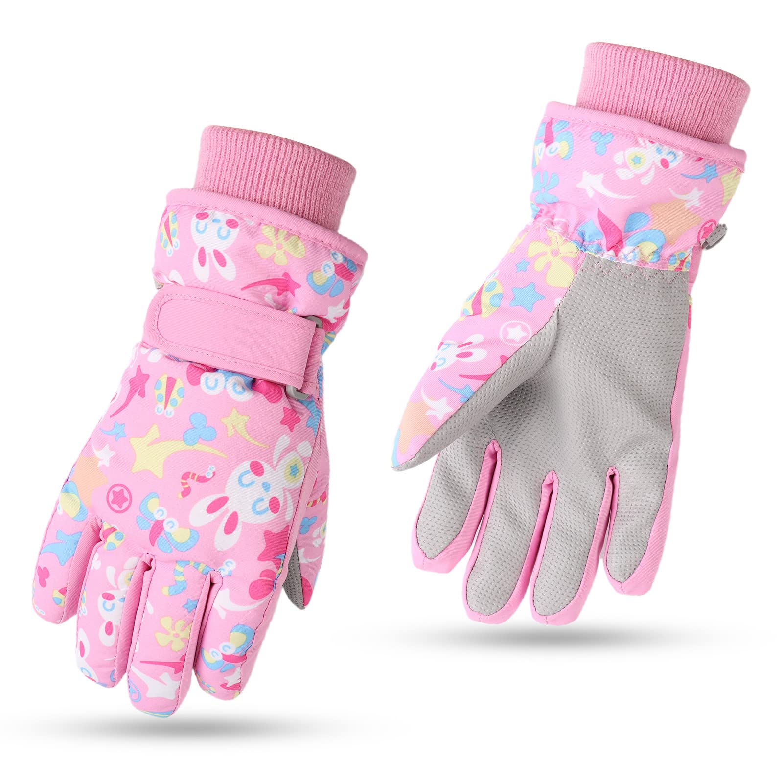 JANGANNSAWinter Kids Ski Gloves Boys Girls Cold Weather Snow Glove Waterproof Ski Snowboard Gloves with Fleece Lining
