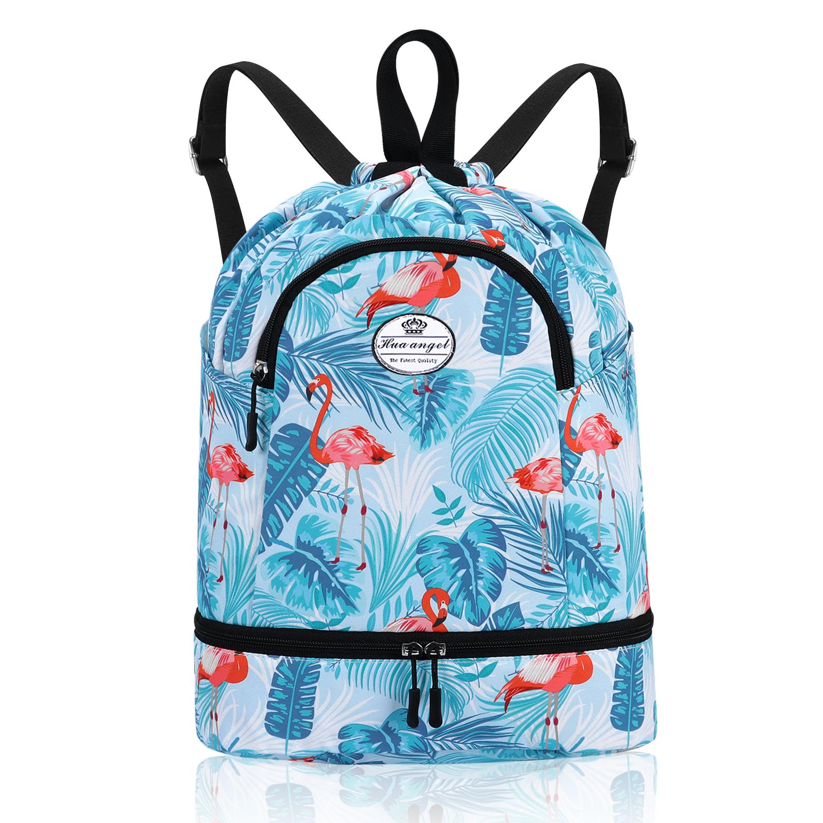 HUA ANGEL Unisex Drawstring Backpack Sports Gym Bag Drawstring Bag Weekend Daypack With Shoe Compartment for Women Men Basketball Football Outdoor Fitness Yoga Swimming Beach