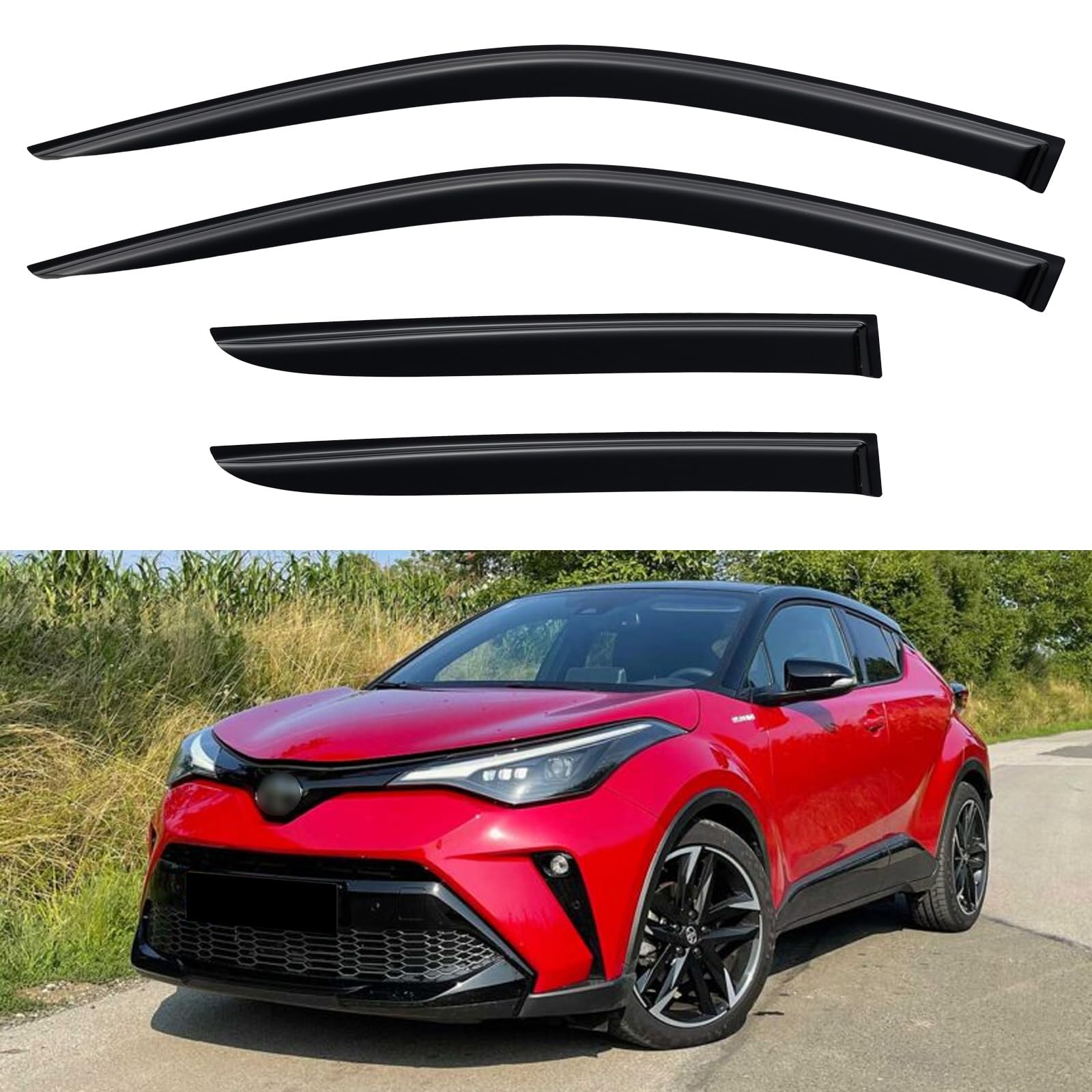 Window Visors Rain Guards for 2018-2024 Toyota CHR/C-HR | Out-Channel Window Vent Wind Deflectors Visors Shades Protectors for 18 19 20 21 22 23 24 Toyota CHR