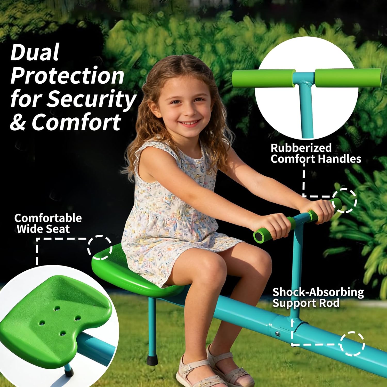 Seesaw for Kids Outdoor, 360° Rotating Seesaw Outdoor Teeter Totter with Sit and Spin Design for Backyard Park & Balcony Ideal Outdoor Toys for Kids Ages 3 4 5 6 7 8