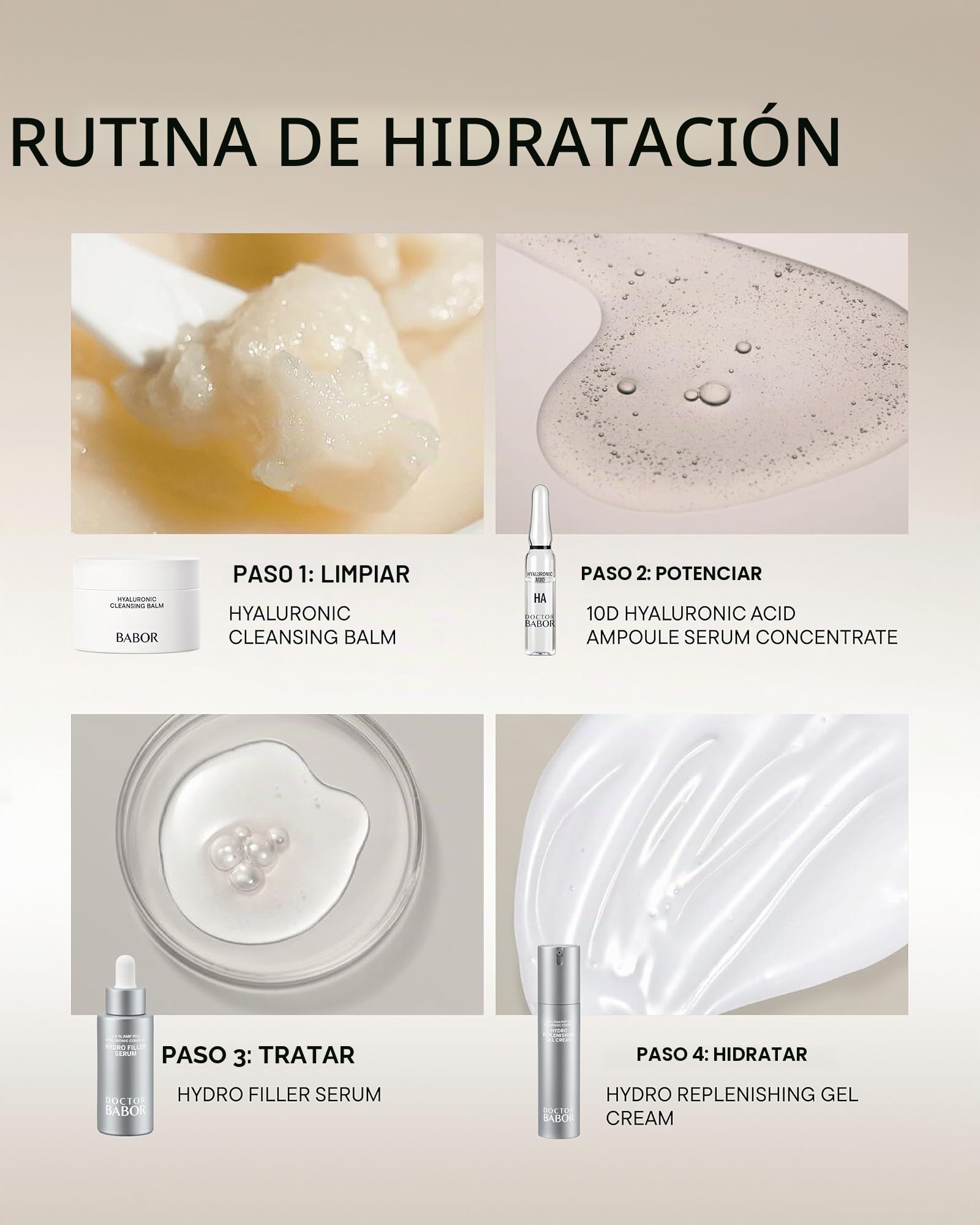 DOCTOR BABOR Hydro Replenishing Gel Cream | Fórmula gel-crema ligera e hidratante para pieles secas | Hidratación las 24 horas además de frescura y suavidad | vegano | 50ml