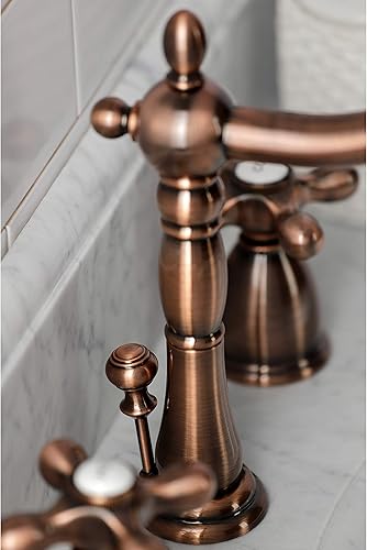 Miniatura 3 de Kingston Brass KB197AXAC Heritage - Grifo de baño amplio, cobre antiguo, 11 x 6.5 x 8.06 pulgadas