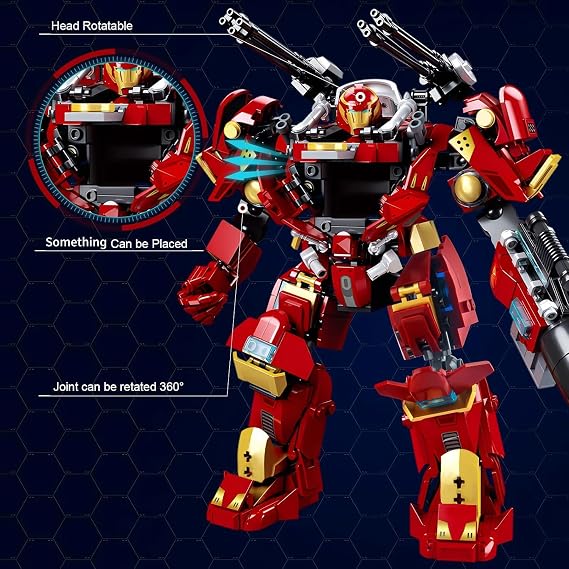 HIGH GODO Mecha Robot Building Blocks, 588 PCS Mecha Decoration Model with Multiple Weapons, Robot Gift for Adult Collector Teen ab 15+