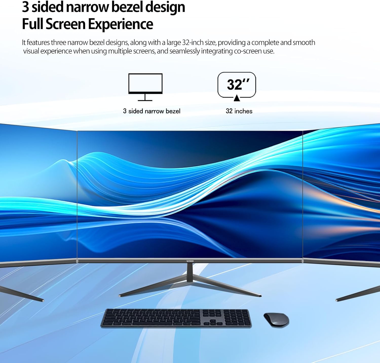 Gawfolk 32 Inch 4K UHD (3840 x 2160) High Resolution,60Hz Ultra-Thin Bezel Computer Monitor ,with HDMI/DP, Home Office Business PC Monitor, Black - Image 5