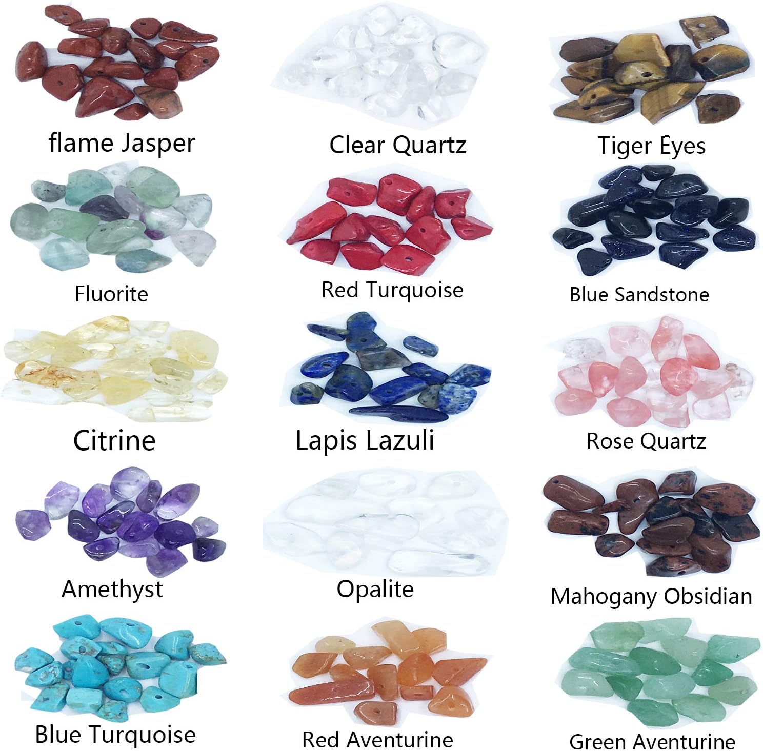 Gemstone Beads Natural Irregular Shaped Stone Chips Crystal Energy Healing Power for Jewelry Making(15-4) 15 material-4