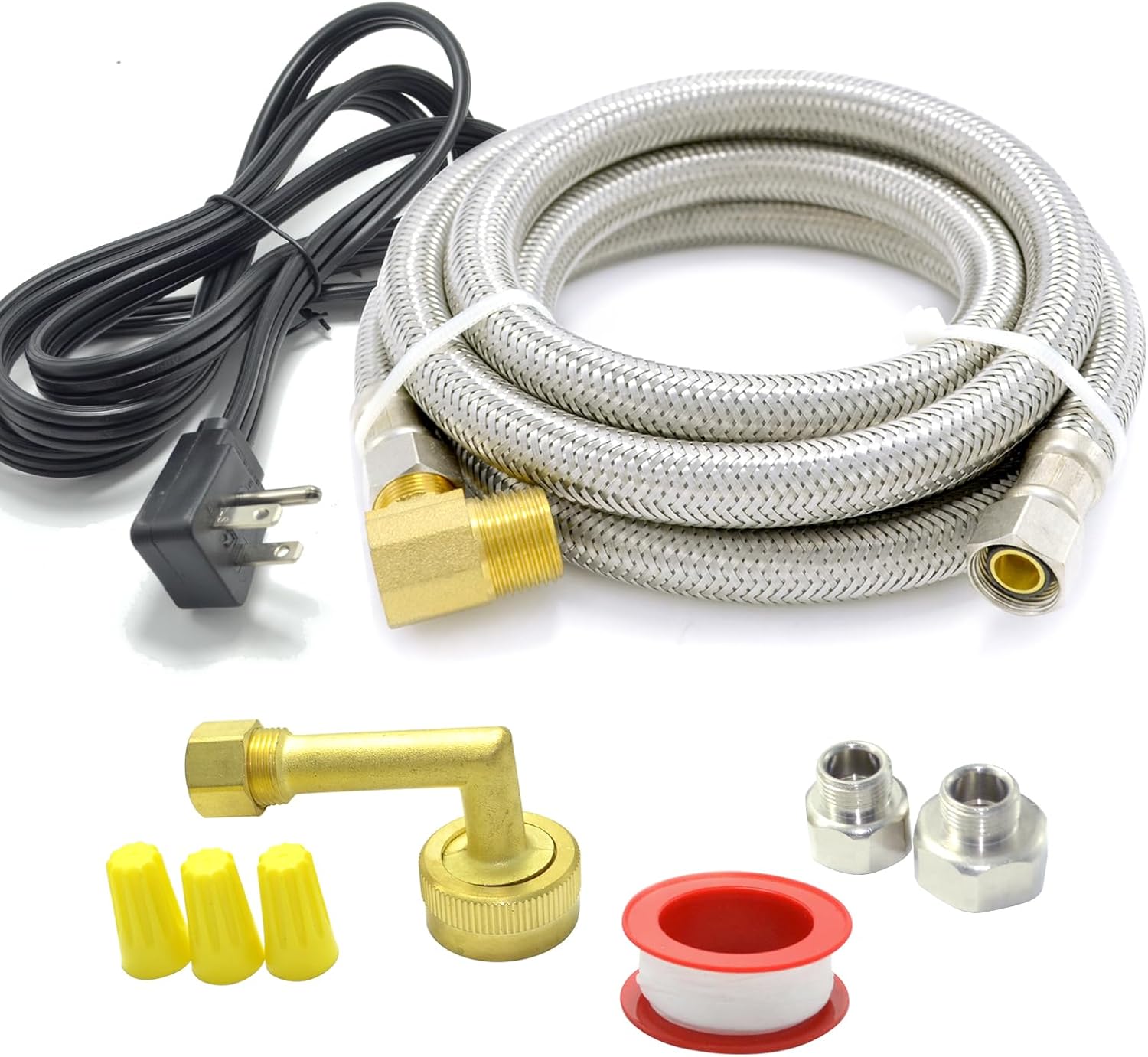 Universal Dishwasher Installation Kit,4 Ft Stainless Steel Dishwasher Hose,Burst Proof Water Supply Line with 3/8″ Compression Connections Universal Dishwasher Installation Kit,4 Ft Stainless Steel Dishwasher Hose,Burst Proof Water Supply Line with 3/8″ Compression Connections