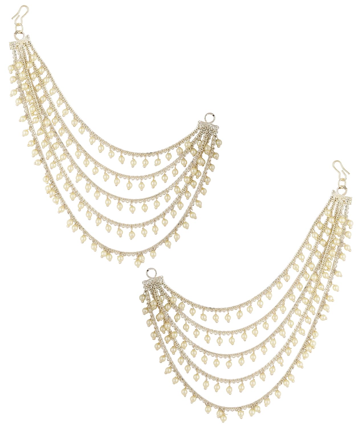 Shining Diva Fashion Latest Trendy Stylish Ear Chain Earrings for Women | Traditional 18k Gold Plated Wedding Party Jewellery | Bahubali Inspired Kan Chain Jhumki Earrings