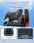 FASTSNAIL [Switch 2/1 Compatible] Charging Dock for Nintendo Switch 2/1/OLED for Joycon 2, 10 in 1 Fast Charger Station Stand for Pro Controller 2/1 with 11 RGB Modes, LED Indicator, Charger Cable