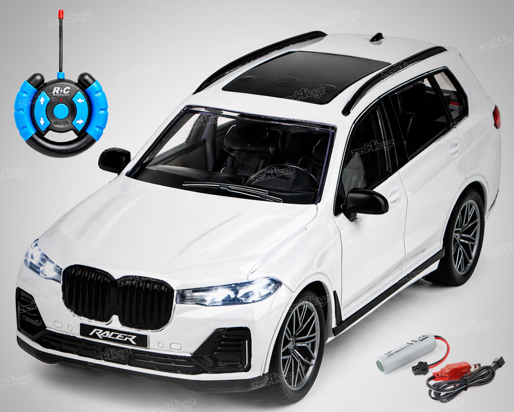 Zest 4 Toyz Remote Control Car Toy for Kids High Speed RC Car with Lights & Sound Rechargeable RC Car Racing Car for Boys and Girls - White-image-13