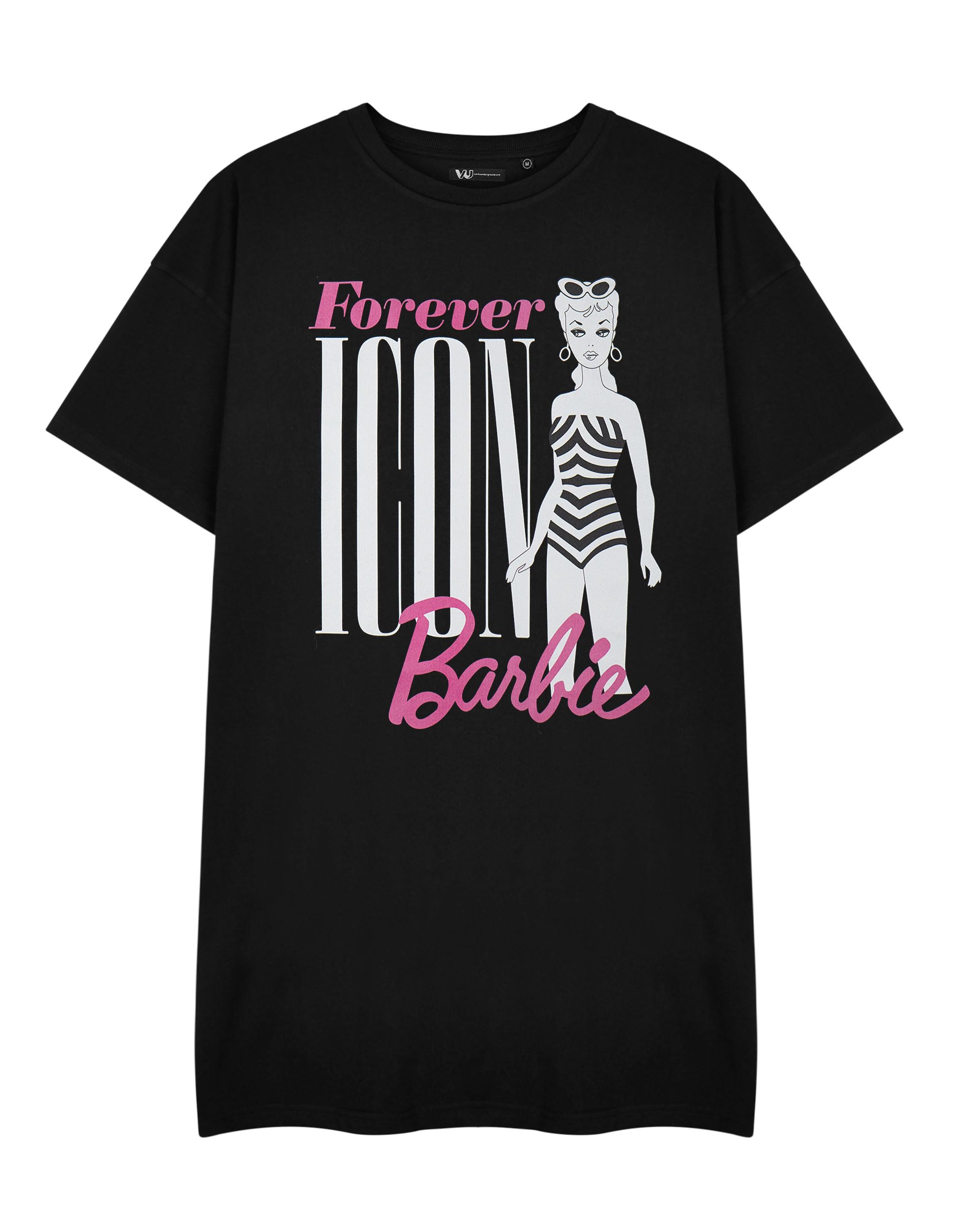 Barbie (Xx-Large) Short Sleeved T-Shirt Dress (Womens ) Black