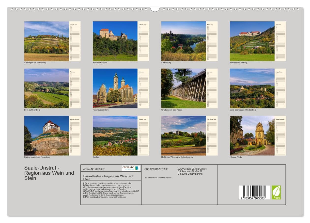 Saale-Unstrut - Region aus Wein und Stein (hochwertiger Premium Wandkalender 2026 DIN A2 quer), Kunstdruck in Hochglanz: Ein Bildkalender aus Deutschlands nördlichster Weinbauregion (CALVENDO Orte)