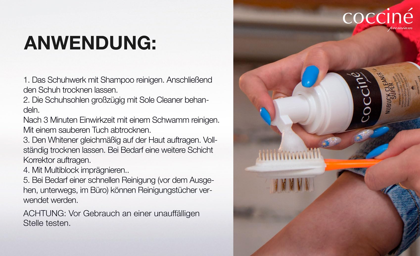 Coccine - Schuh Shampoo und Bürste Set, Reinigungsschaum für Wildleder und Nubukleder, Schuhshampoo für Velourslederschuhen, Pflegeschaum für Unterschiedliche Verschmutzungen