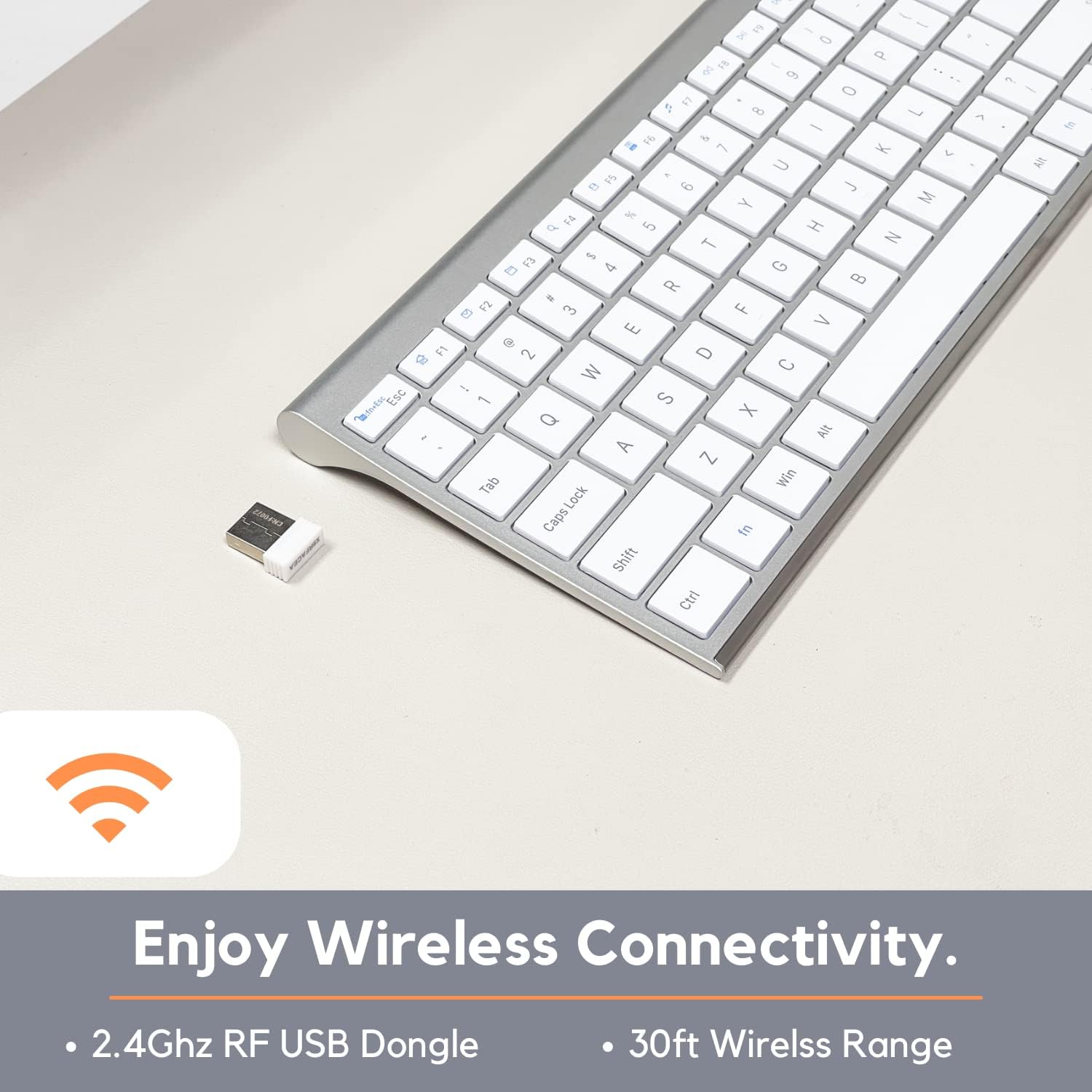 X9 Performance Slim Full Size Wireless Keyboard for Laptop and Desktop PC | Elegant Low Profile 2.4G Computer Keyboard Wireless - Rechargeable Flat Keyboard with Number Pad, 110 Silent Keys - Aluminum