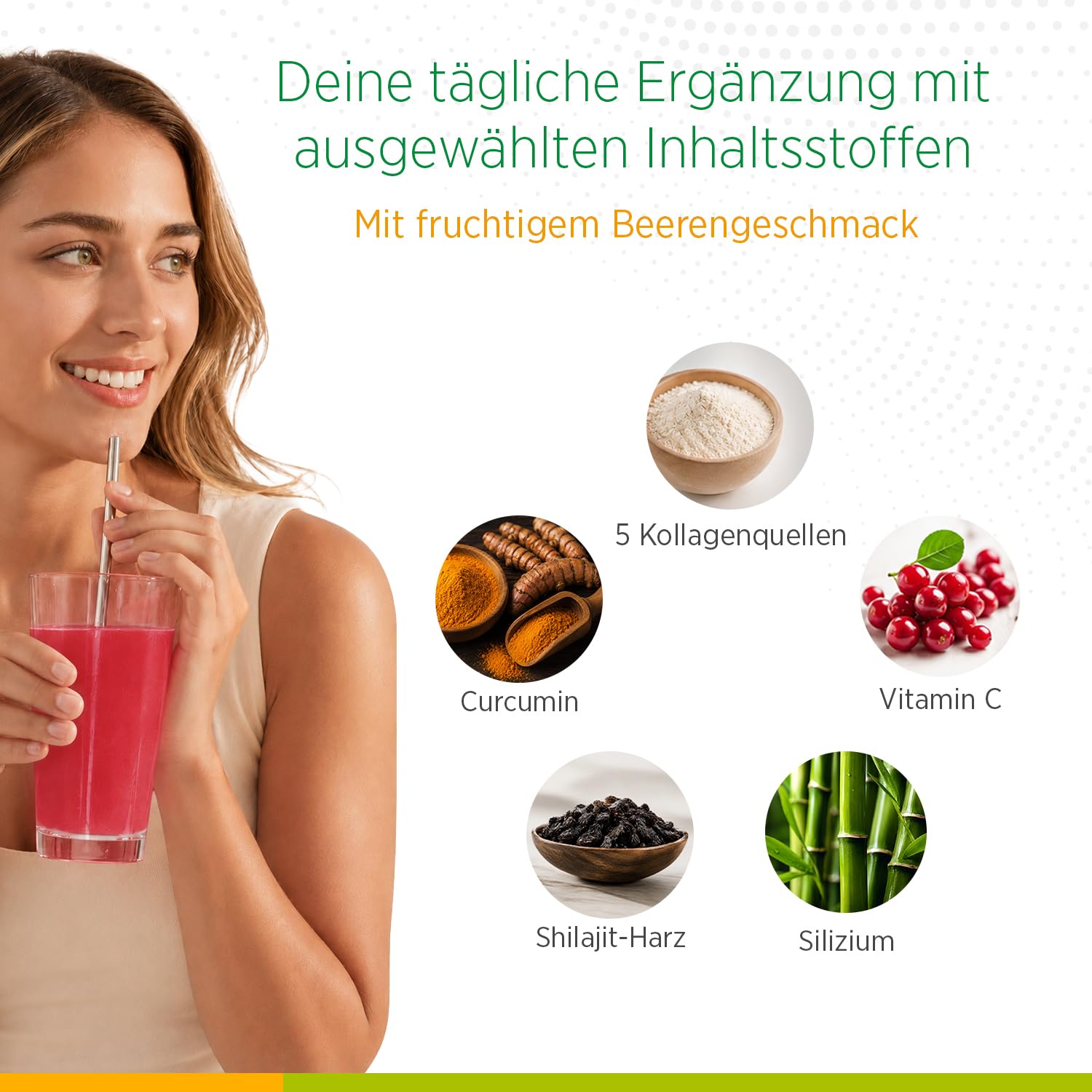 Collagen Premium Red Total – 30 Beutel mit 8600 mg hydrolysiertem Kollagen, Vitamin C, Curcumin, Shilajit, Zink, Kupfer, Biotin, Mangan und Silizium für Haut, Gelenke und Knochen