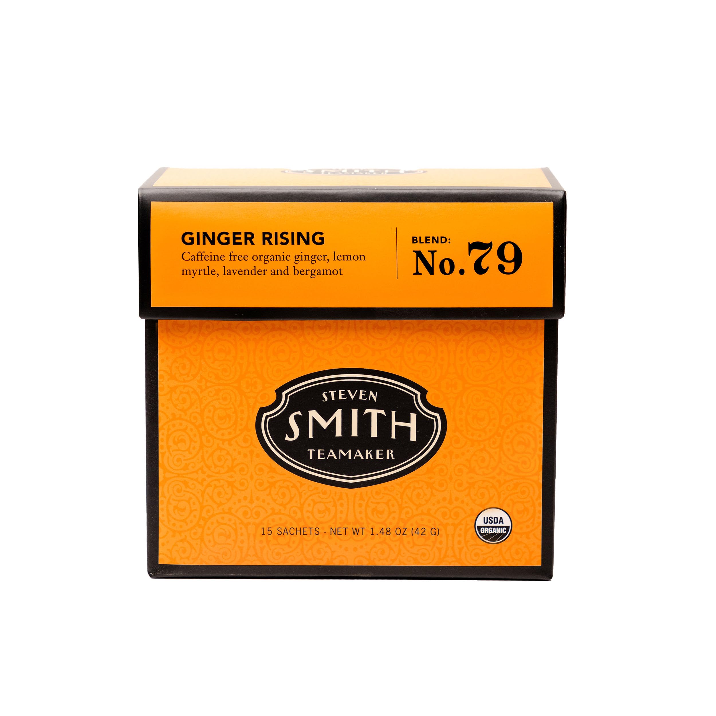 Steven Smith Teamaker Ginger Rising No. 79, Organic Ginger, Lemon, Herbal Tea Blend, Caffeine-Free, Sugar-Free, Sustainably Grown, Tea Bags, 15