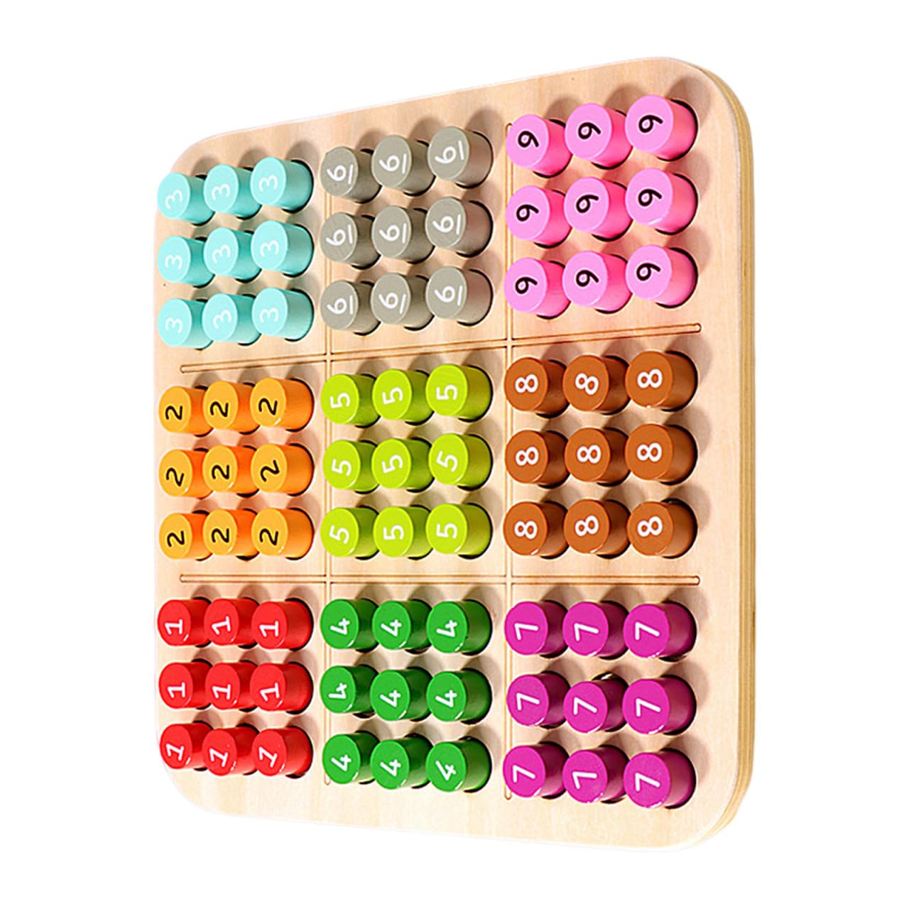 UPKOCH Sudoku-Brettspiel Aus Holz Für Kinder Lernspielzeug Zur Frühen Förderung Von Logischem Denken Und Argumentation Steckbrettspiel Für Familie Einzelspiel Oder Gruppen 22.00 X 22.00 X 3.00 cm