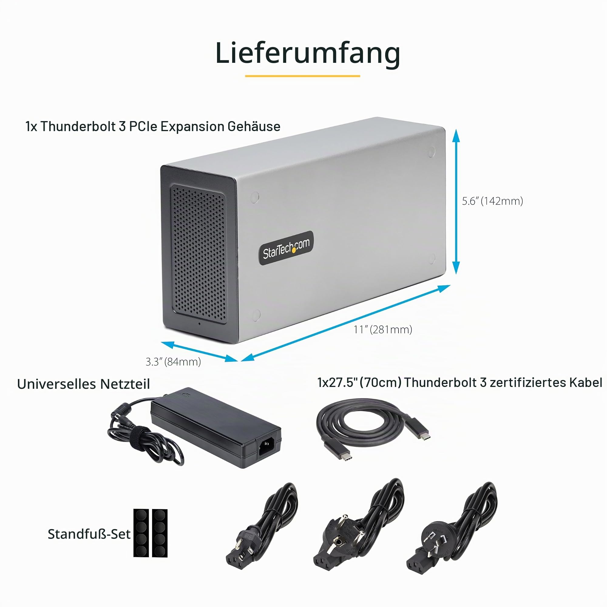 StarTech Thunderbolt 3 PCIe Erweiterungsgehäuse (2TBT3-PCIE-ENCLOSURE) | Externes Gehäuse mit zwei Steckplätzen für Laptops, Desktops, 8K/4K Ausgang über TB3/DP 1.4