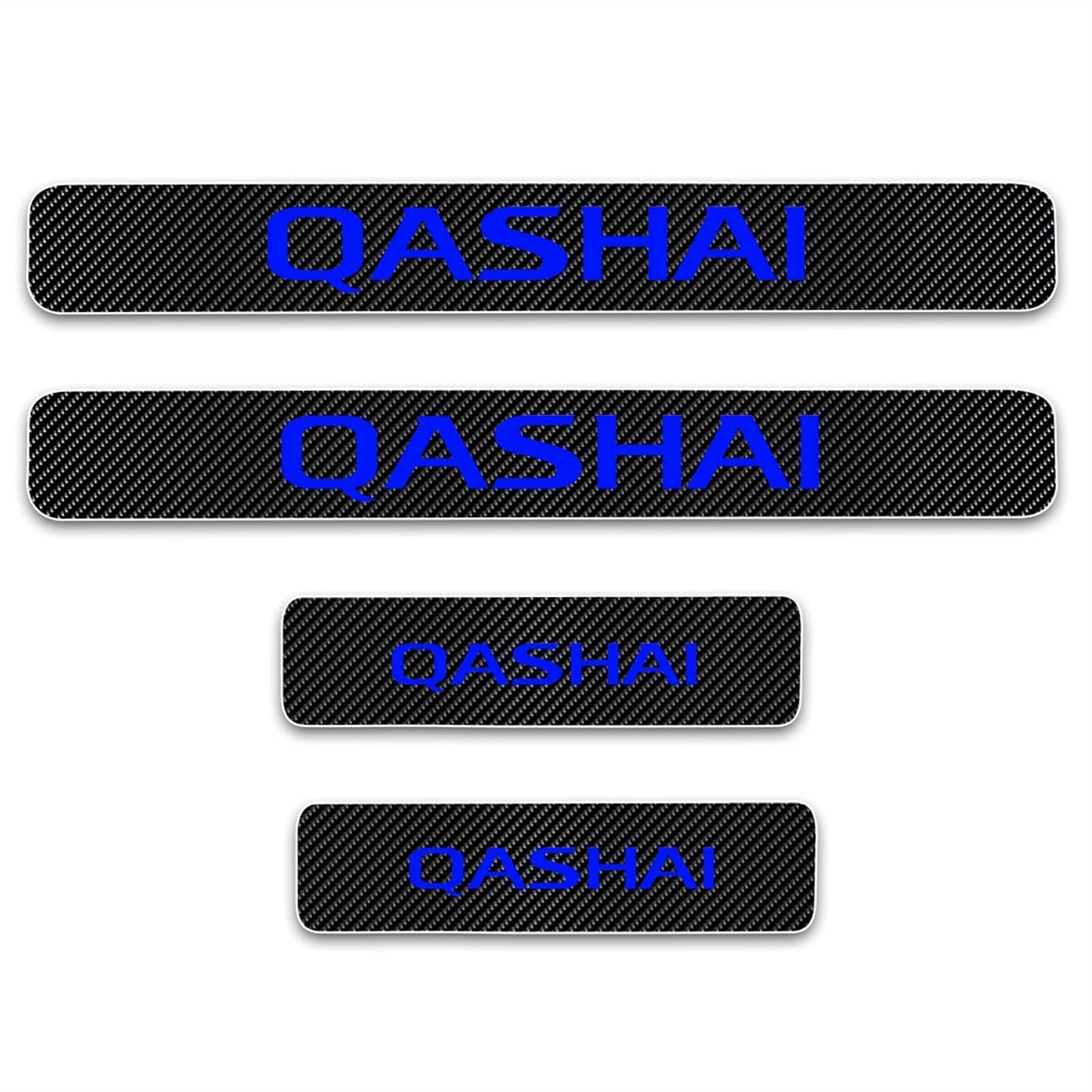 JYMLOV 4Pcs Car Door Sill Protector for NIS-San Qashqai, Carbon Fiber Kick Plates Decorative Sticker Automobile Threshold Strips - Auto Body Styling Accessories,Blue