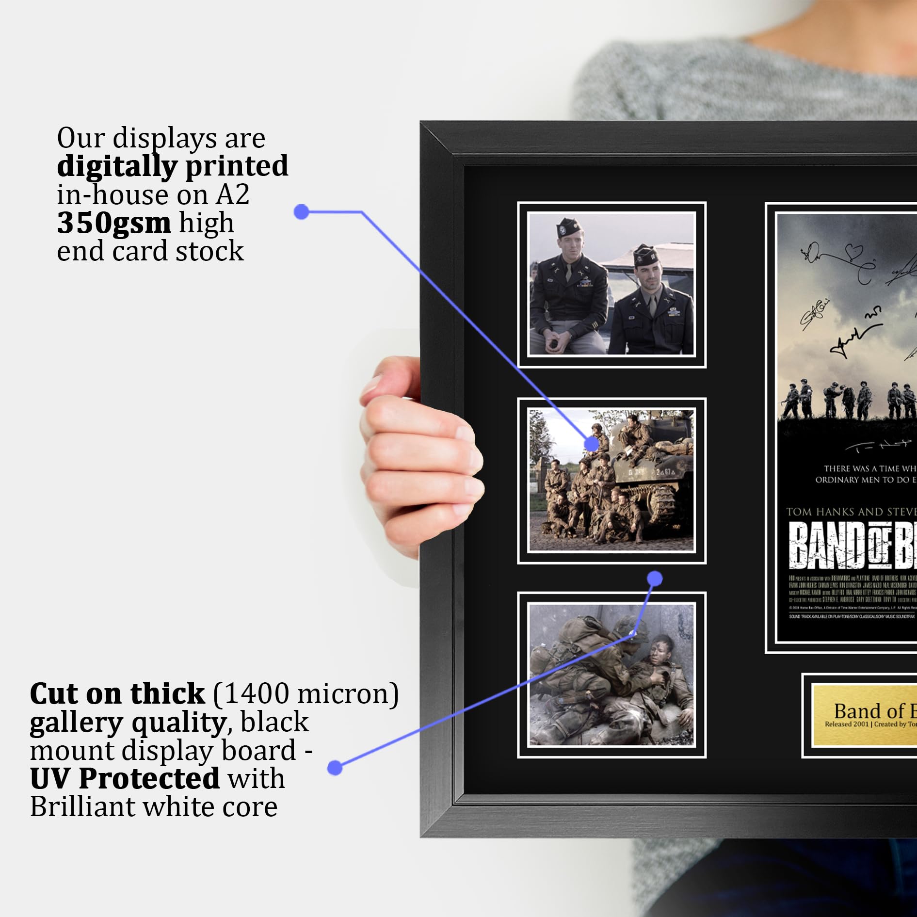 HWC Trading Band of Brothers Damian Lewis Geschenke Gedrucktes Signiertes Autogramm Poster für Fans von Fernsehn Memorabilien - A2 Gerahmt (ID-006419)