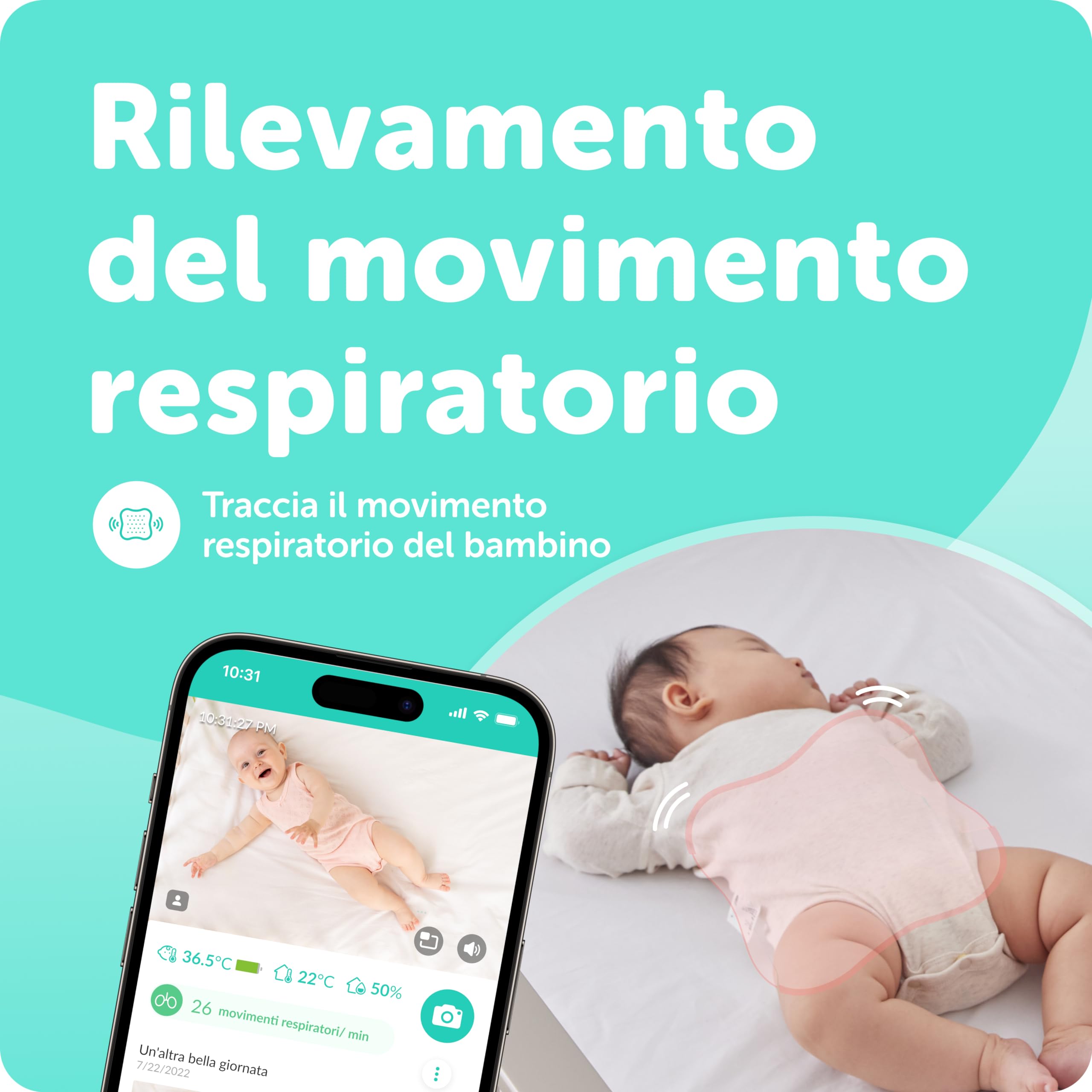 CuboAi Sleep Sensor Pad - Sensore Movimento Bambino | Con Avvisi AI, Per Baby Monitor CuboAi - Foto 6