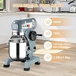 Mélangeur alimentaire commercial 15QT 600W 110V 3 vitesses réglables, mélangeur sur socle avec bol en acier inoxydable et protection de sécurité, premium pour écoles, boulangeries, restaurants, pizzerias