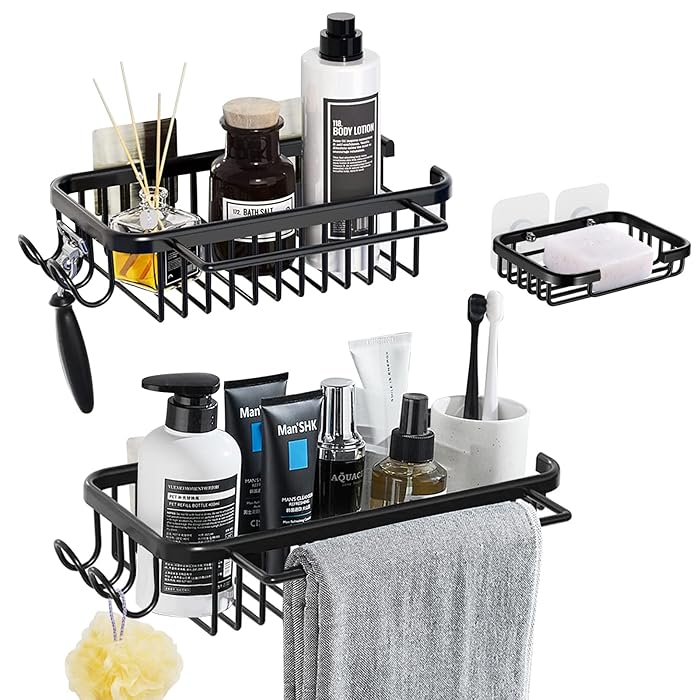 Buy Shower Caddy Organizer Shelves with Soap Dishes, Adhesive Shower