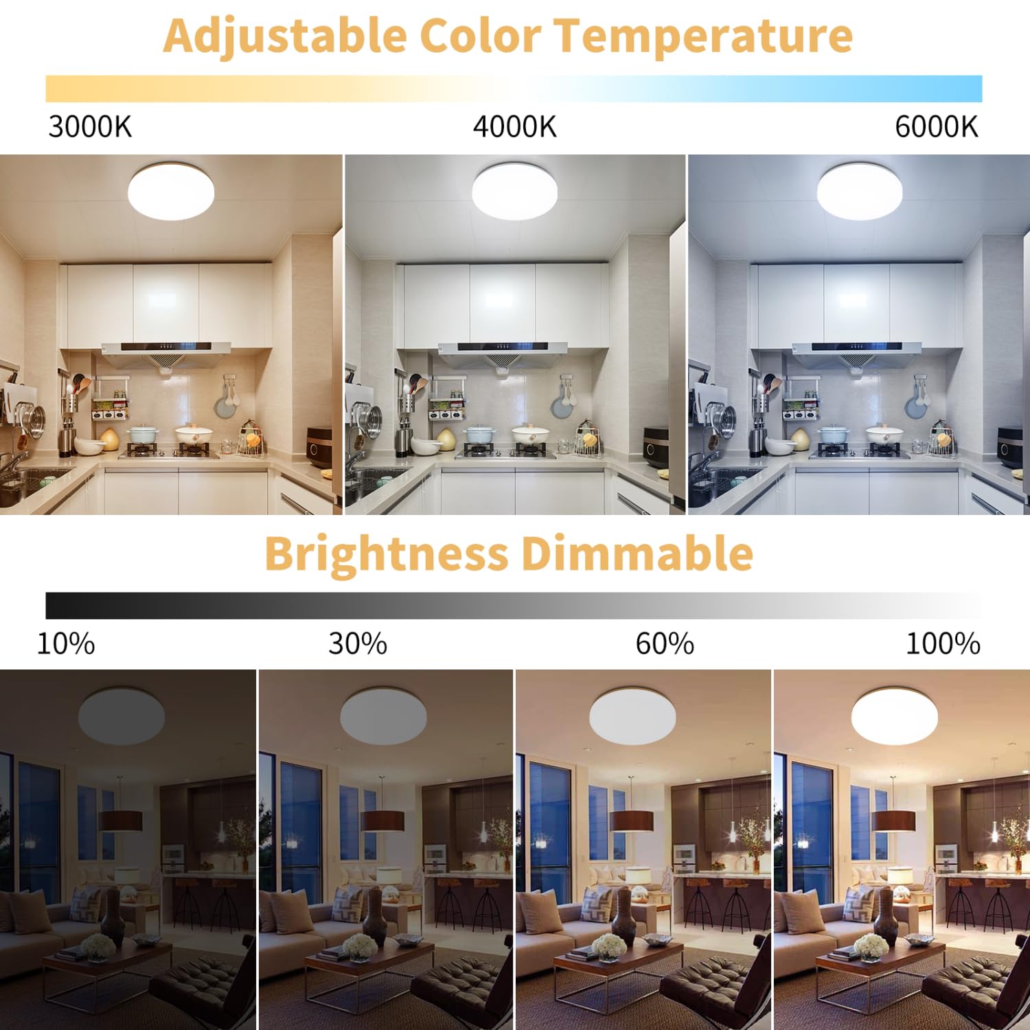 Aigostar RGB LED Ceiling Light with Remote Control, 18W Bathroom Ceiling Light 3000K-6500K 2100LM, Dimmable - Image 3