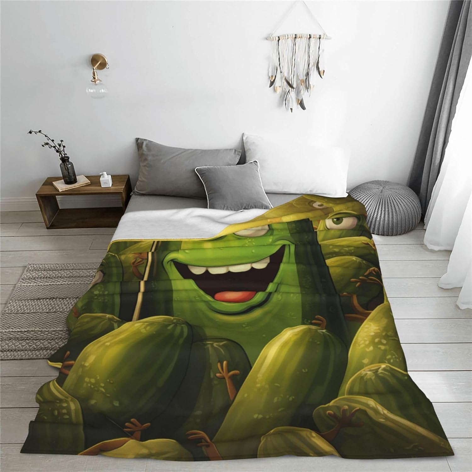 Pickle Cartoon Blanket for Pickles Lover Funny Pickle Gifts Blanket for Girl Women Adult Teens Soft Flannel Blanket for Sofa Bed Camping Travel - Plush Home Decor,60"x50"for Kids/Baby - Image 4