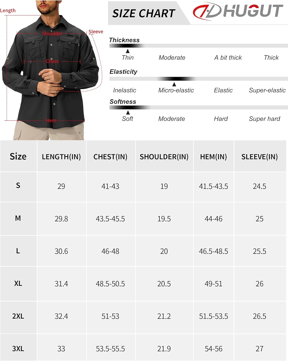 Men's Sun Protection Fishing Shirts Lightweight Long Sleeve UPF 50+ Travel Work Hiking Shirts with Pockets - Image 6