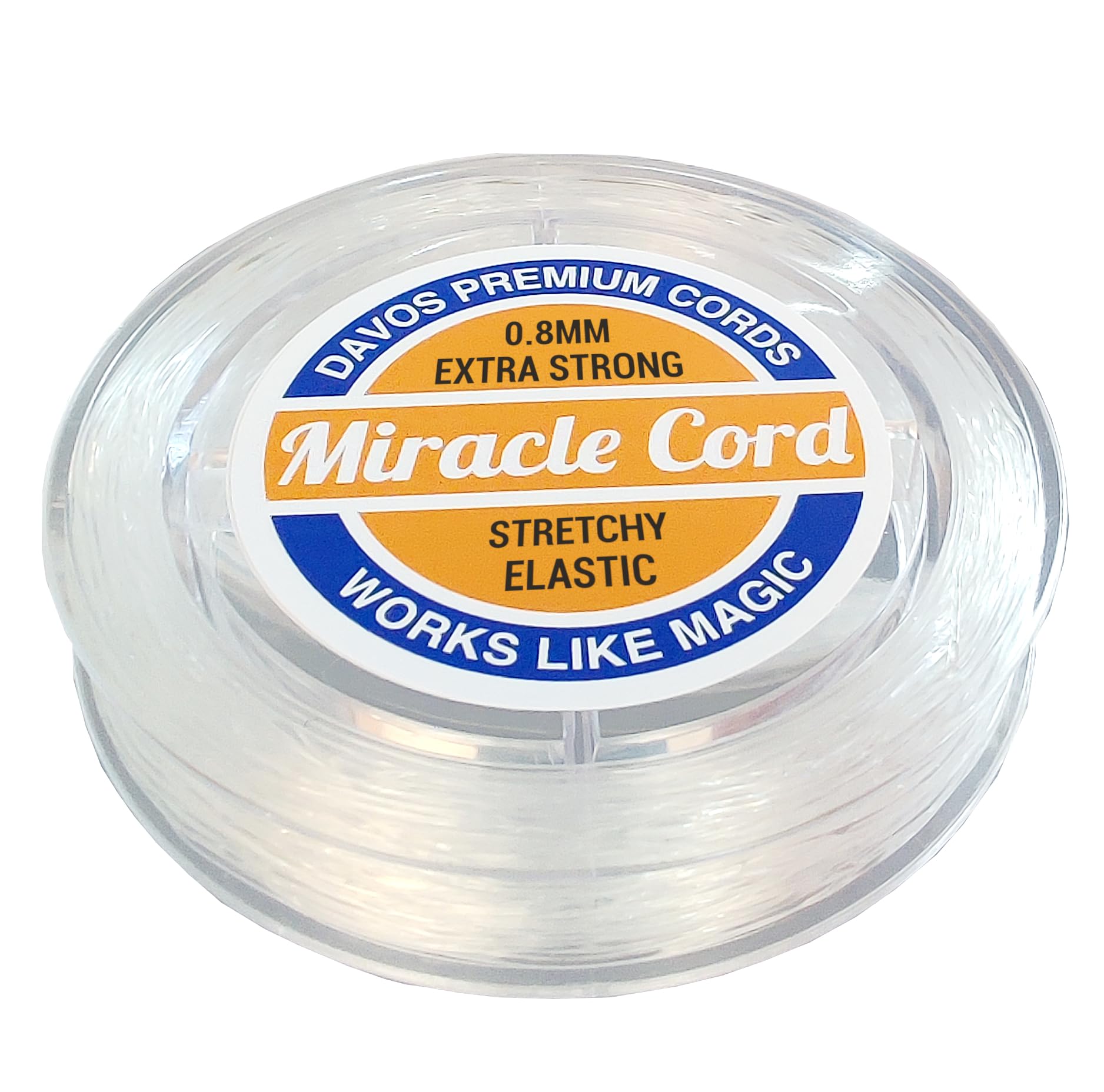 Miracle Cord 0.8mm Professional Stretchy Elastic String for Making Bracelets Beading Jewellery Necklaces Extra Strong Thin Thread Crystal Clear (43 metre)