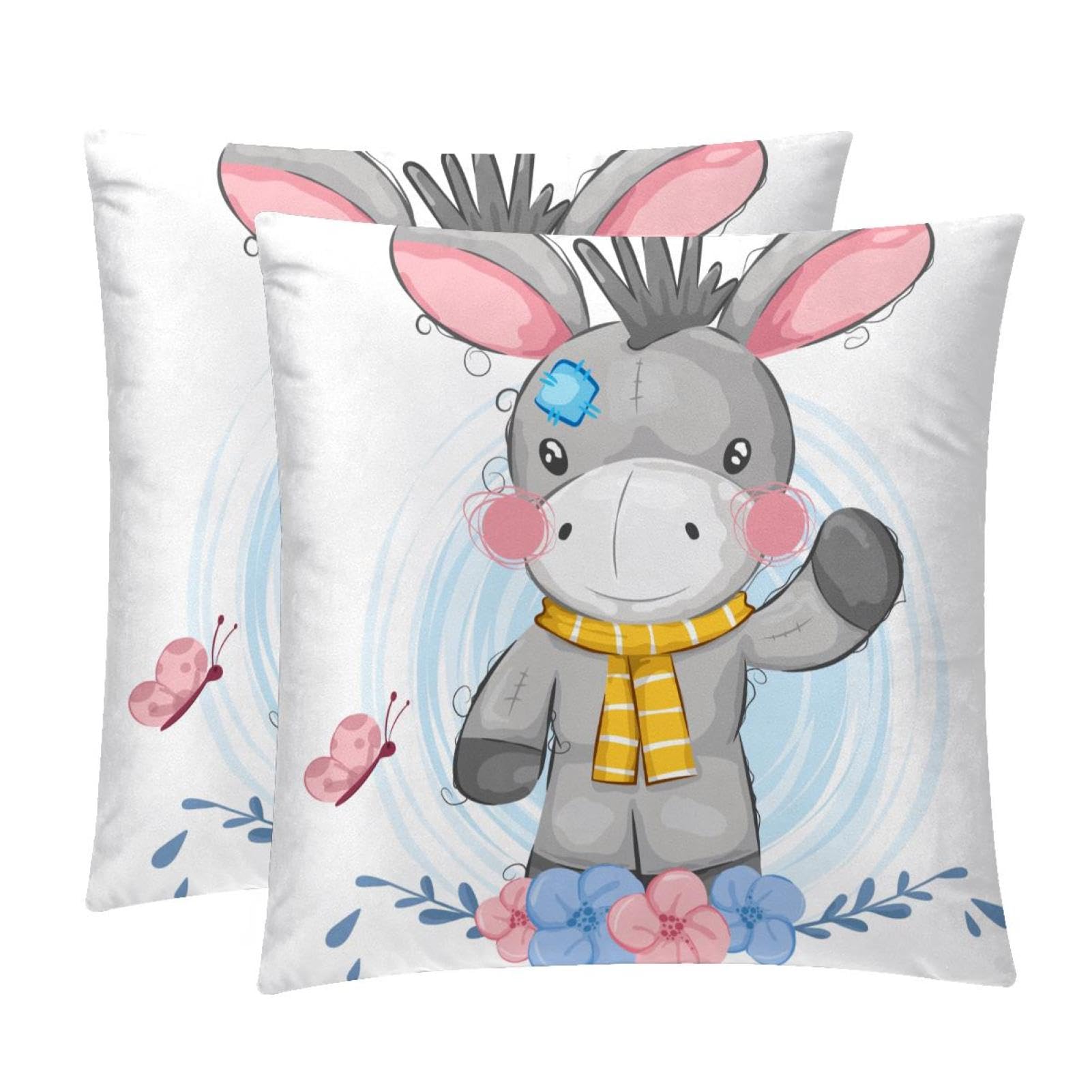 TDGKPZ Cute Donkey Throw Pillow Covers 2 Pack Cushion Cases Decorative Pillow Cases Home Decor 45x45cm