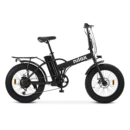 Nilox, Ebike X5 Pro, Bici Elettrica, Fino a 60 km di Autonomia, Fino a 25 Km/h, Motore da 36 V/250 W e Batteria Removibile 36 V-10 Ah, Gomme FAT 20