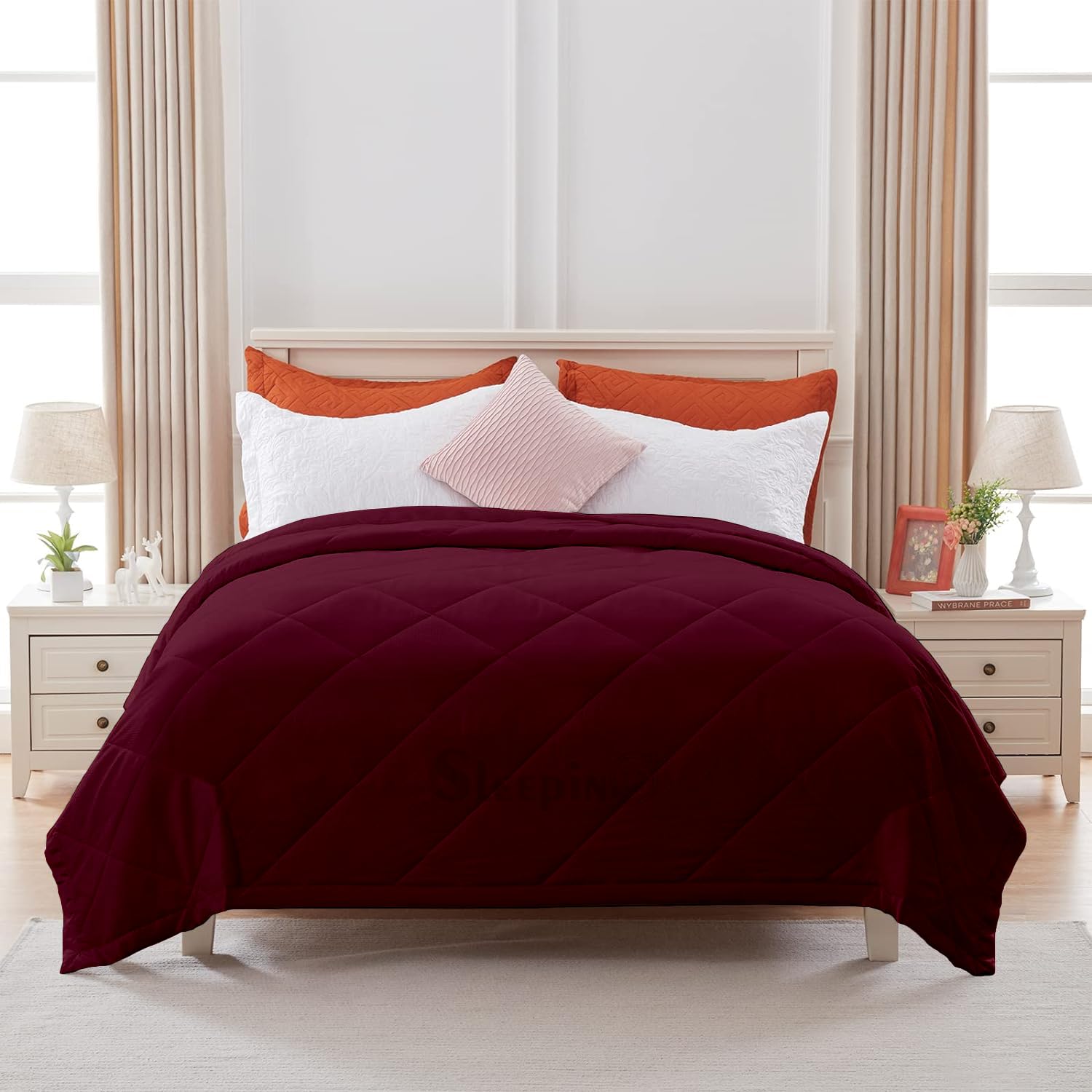 SLEEPINO King Size Comforter for Mild Winter 92x106 Inch | Microfiber 100-GSM Comforter Breathable Dohar/Rajai/Blanket/Duvet/Quilt - (King Size-Wine) (B0D79FXHD1) Amazon Price History, Amazon Price Tracker