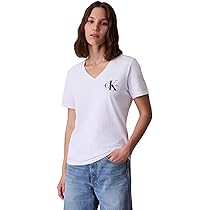 Calvin Klein Donna T-Shirt Maniche Corte Confezione da 2 Logo Tee con Scollo a V, Bianco (Brilliant White), 3XS