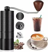 Moedor de Café Manual, com Mós Cônicas Ajustáveis para Moagem Grossa ou Fina, Ideal para Uso Doméstico, Viagens ou Acampamentos (Preta)