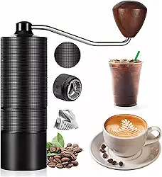 Moedor de Café Manual, com Mós Cônicas Ajustáveis para Moagem Grossa ou Fina, Ideal para Uso Doméstico, Viagens ou Acampamentos (Preta)