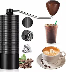 Moedor de Café Manual, com Mós Cônicas Ajustáveis para Moagem Grossa ou Fina, Ideal para Uso Doméstico, Viagens ou Acampamentos (Preta)